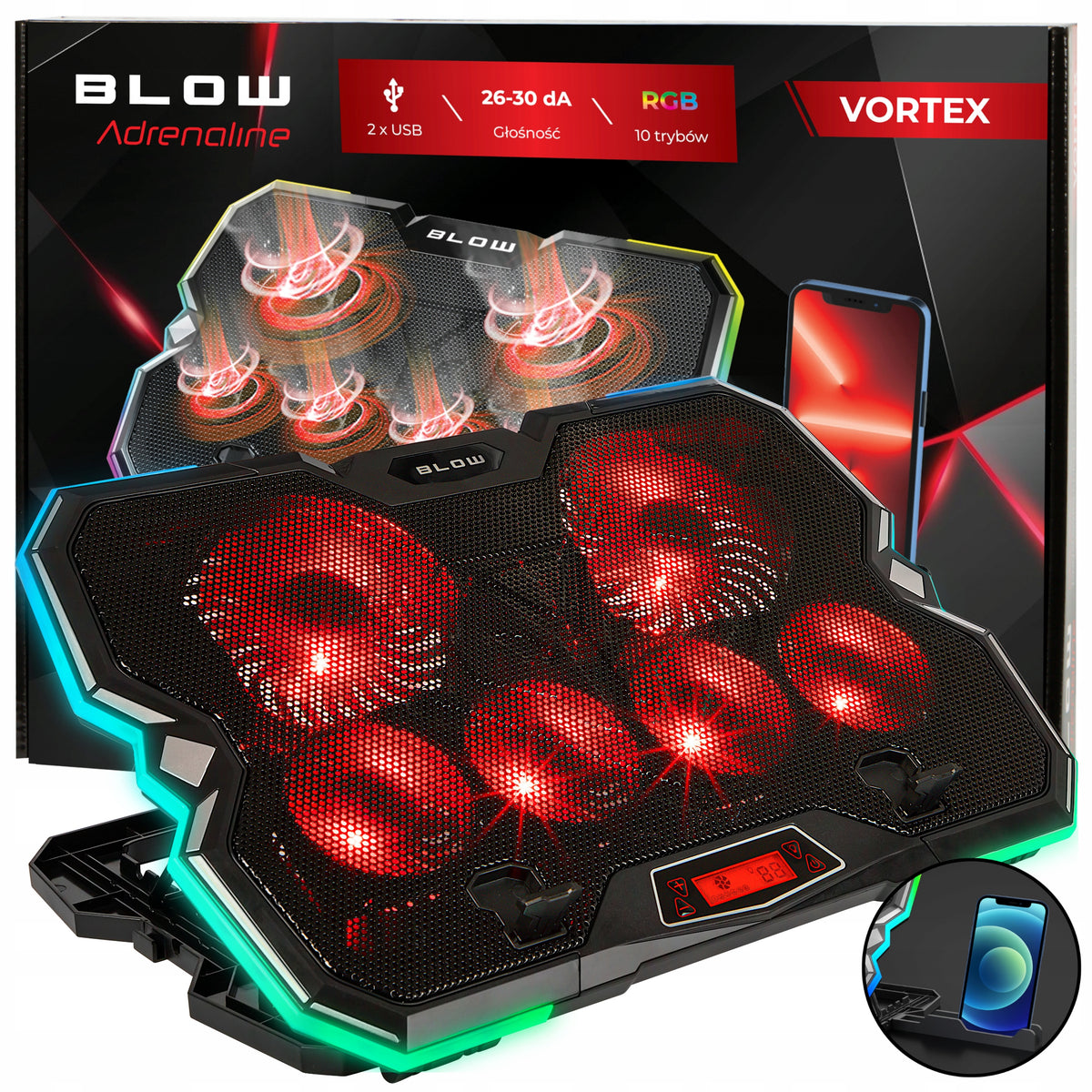 2x Cooling Stand Blow Fan Vortex Rgb Laptop Led Usb Gamingo Manufacturer Blow