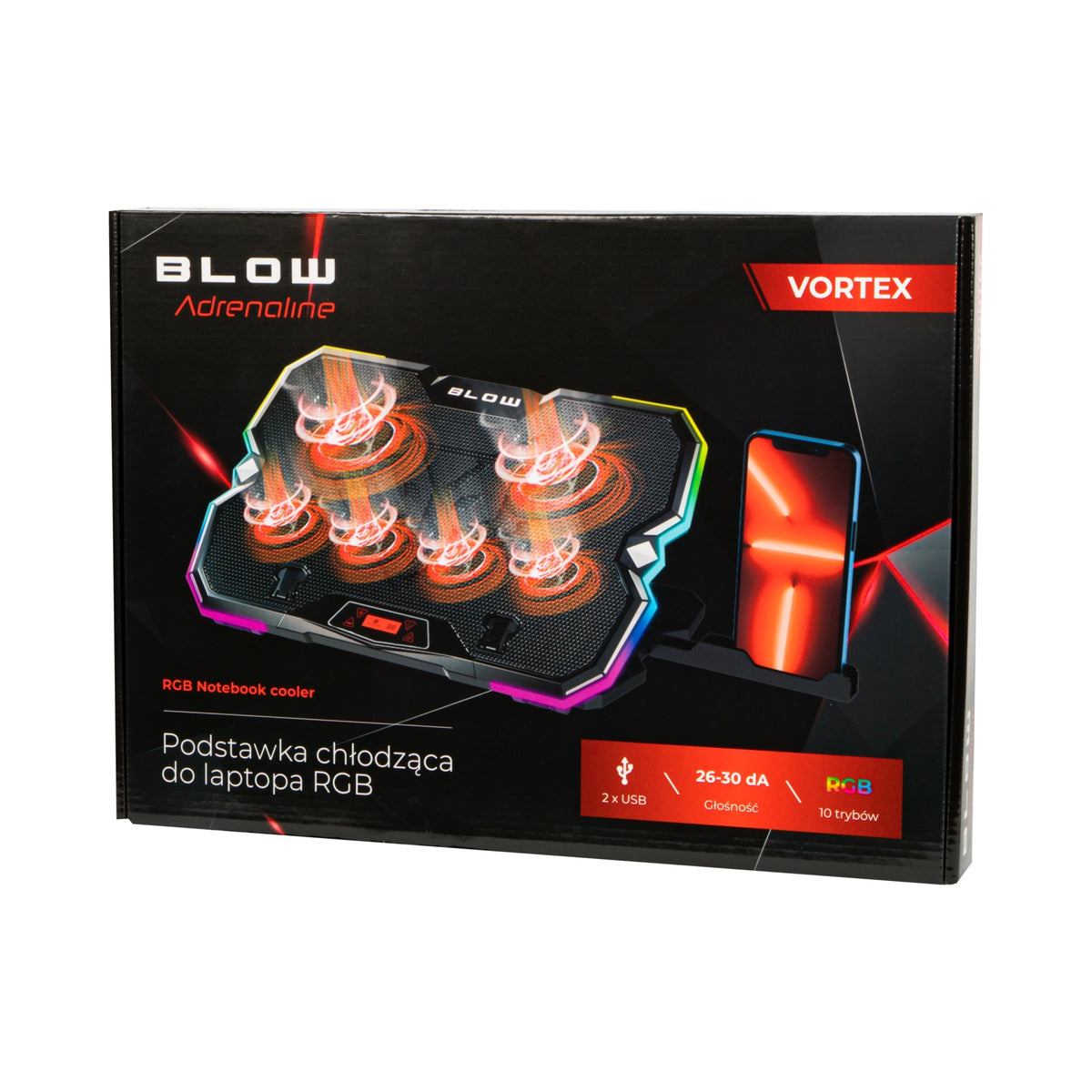 2x Cooling Stand Blow Fan Vortex Rgb Laptop Led Usb Gamingo