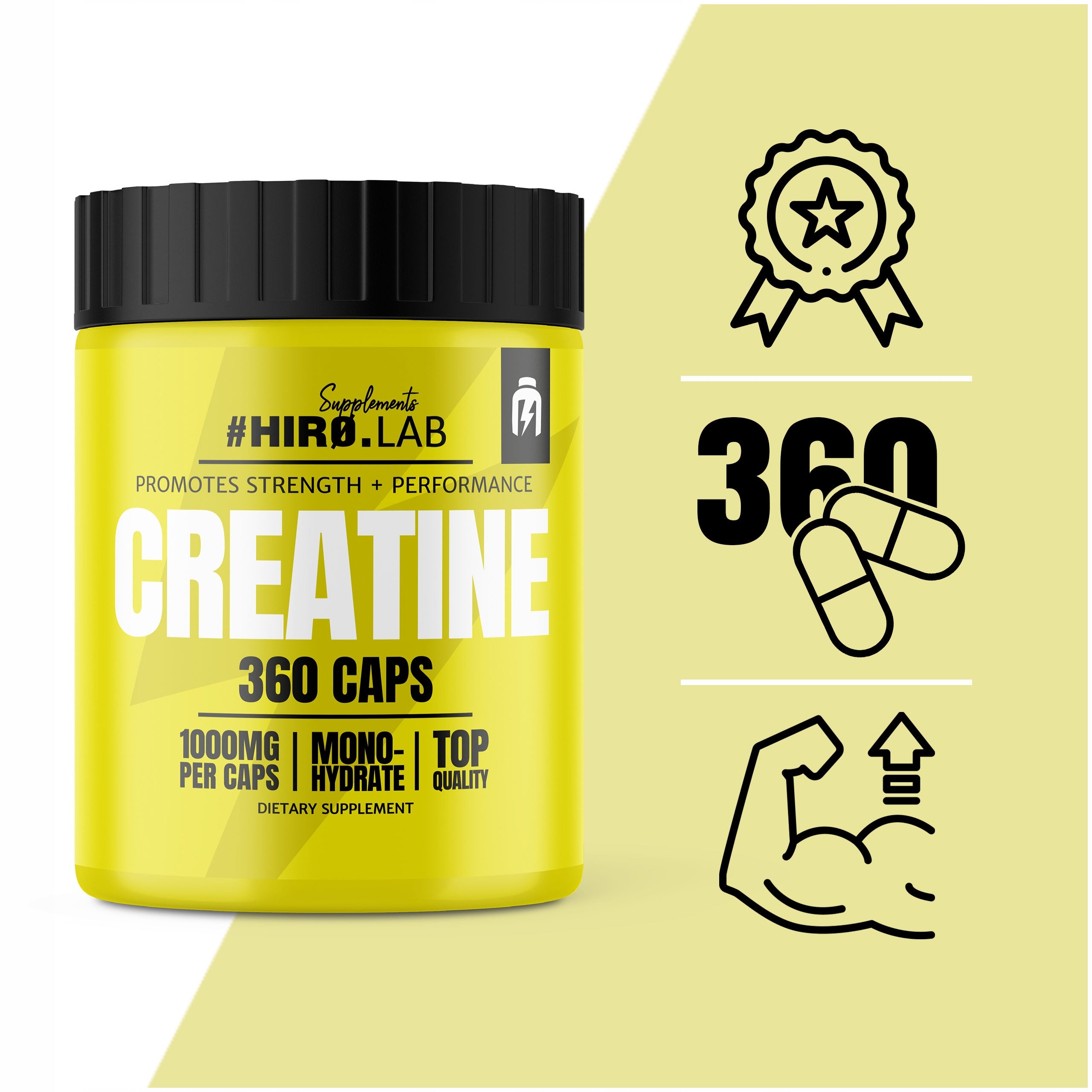 2x Creatine Monohydrate - Strength & Muscle Gain - 360 Capsules by Hiro Brand HIRO.LAB
