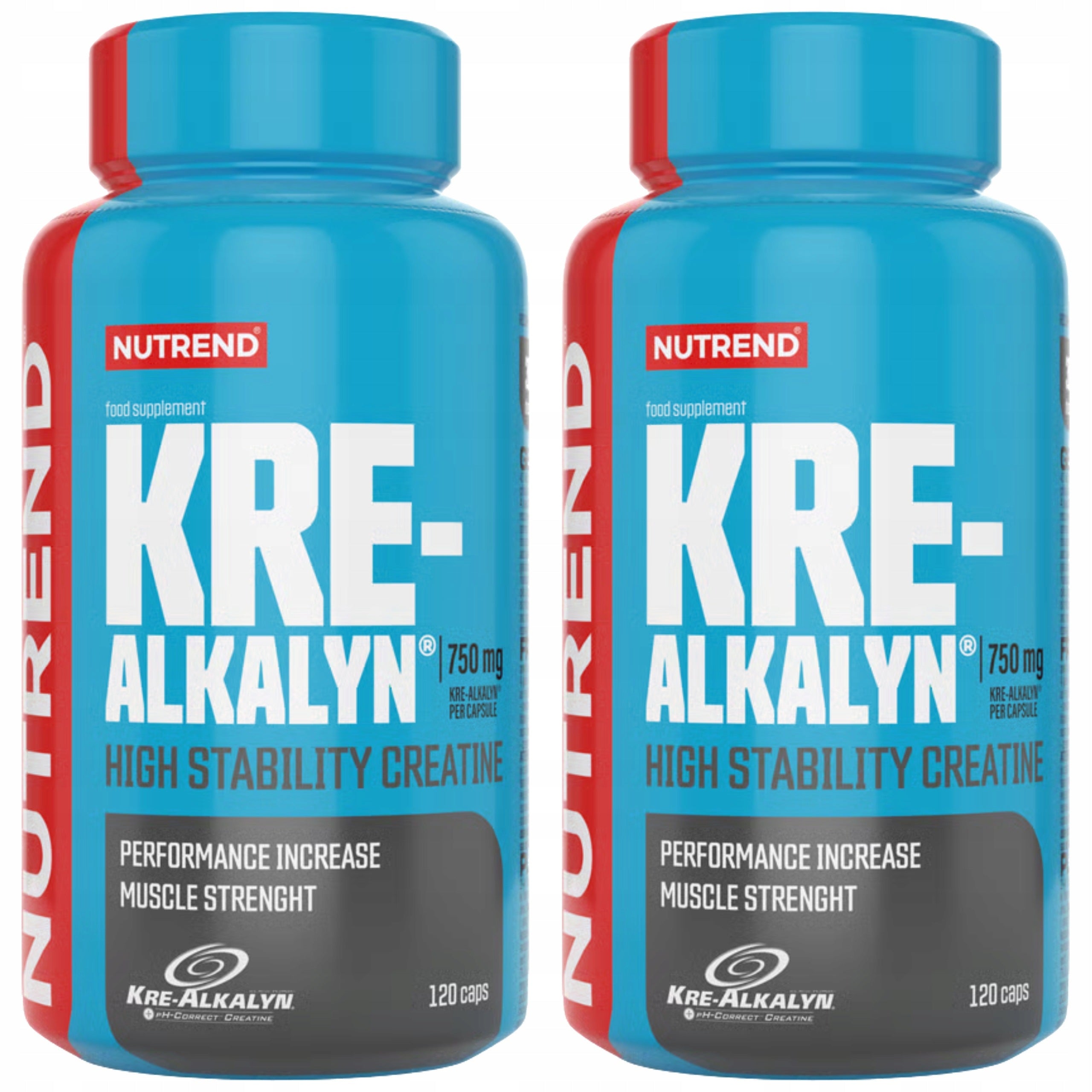 2x Creatine buffered Kre-Alkalyn 120 capsules strength mass NUTREND
