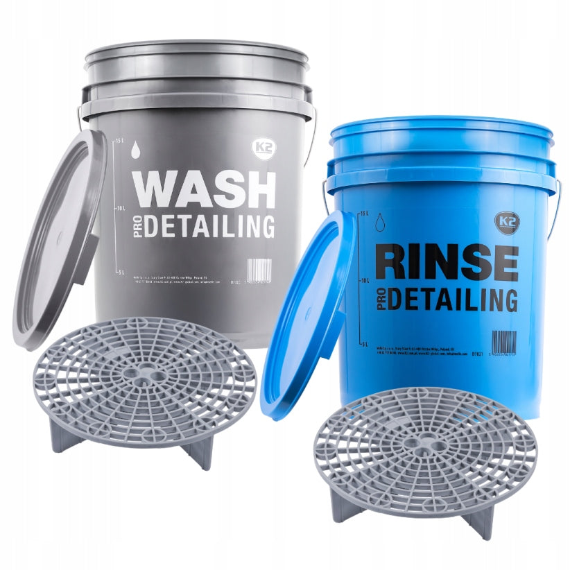 2x DETAILING BUCKET + SEPARATOR + COVER WASHING + RINSING 20L SET