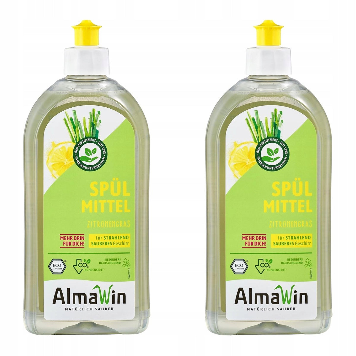 2x DISHWASHING LIQUID LEMONGRASS (CONCENTRATE) ECO 500 ml - ALMAWIN