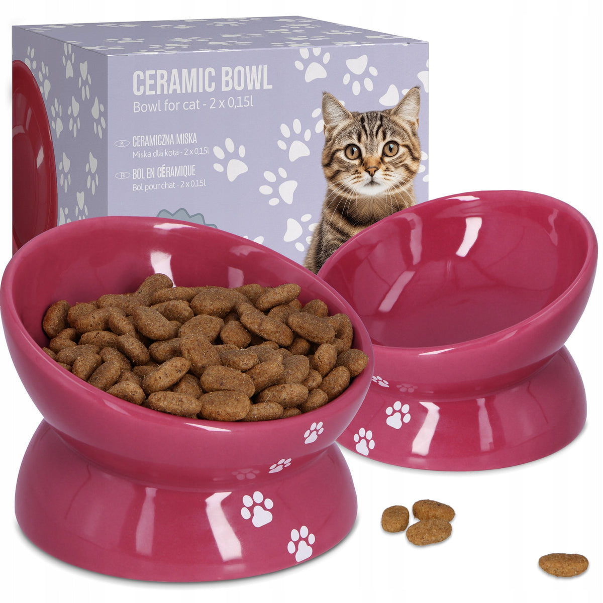 2x DOG BOWL on CERAMIC STAND 0,15 l ELEVATED HIGH Bowl KO 8K