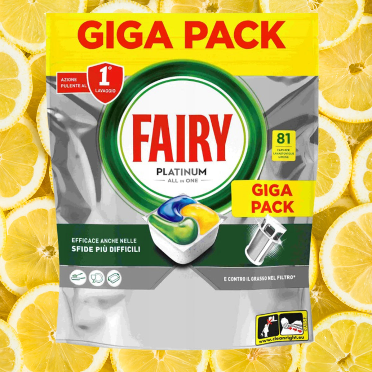 2x Dishwasher Capsules FAIRY Lemon Platinum for Stone (FOR 162 CYCLES) Manufacturer code 8700216236935