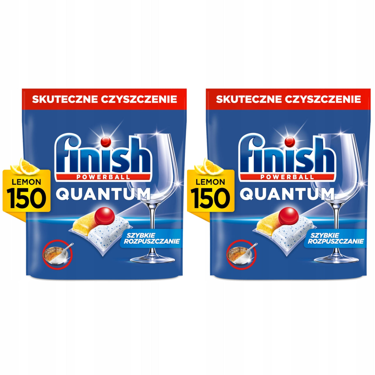 2x Dishwasher Capsules FINISH Quantum All in 1 Lemon 150pcs