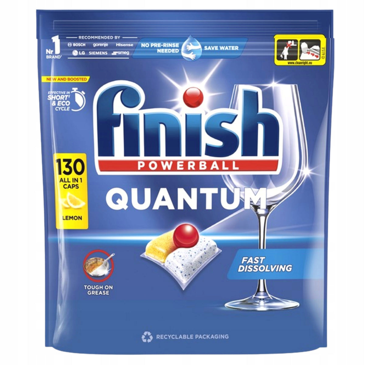 2x Dishwasher Capsules Finish Quantum All in 1 Caps Lemon 130pcs Packaging status original