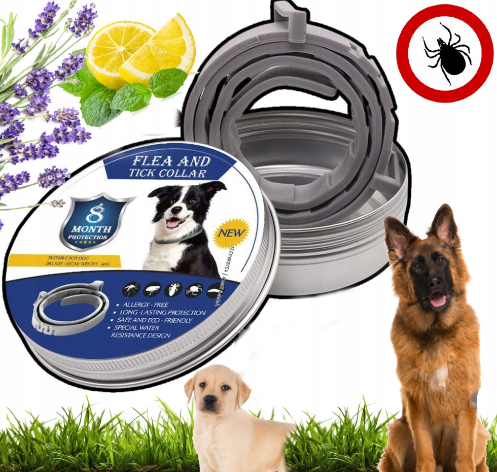 2x Dog Collar for Flea Ticks Natural Adjustable 8 Months 63cm