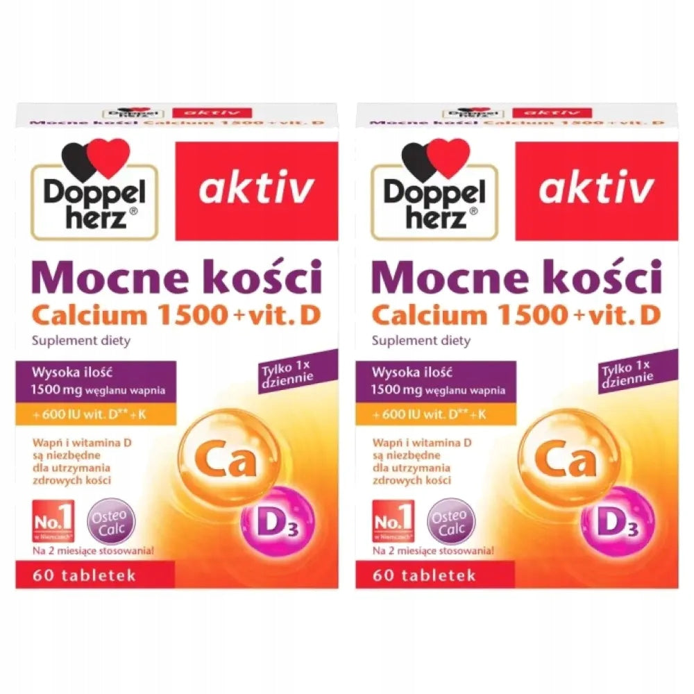 2x Doppelherz Aktiv Strong bones Calcium 1500+Vit.D, 60 tablets