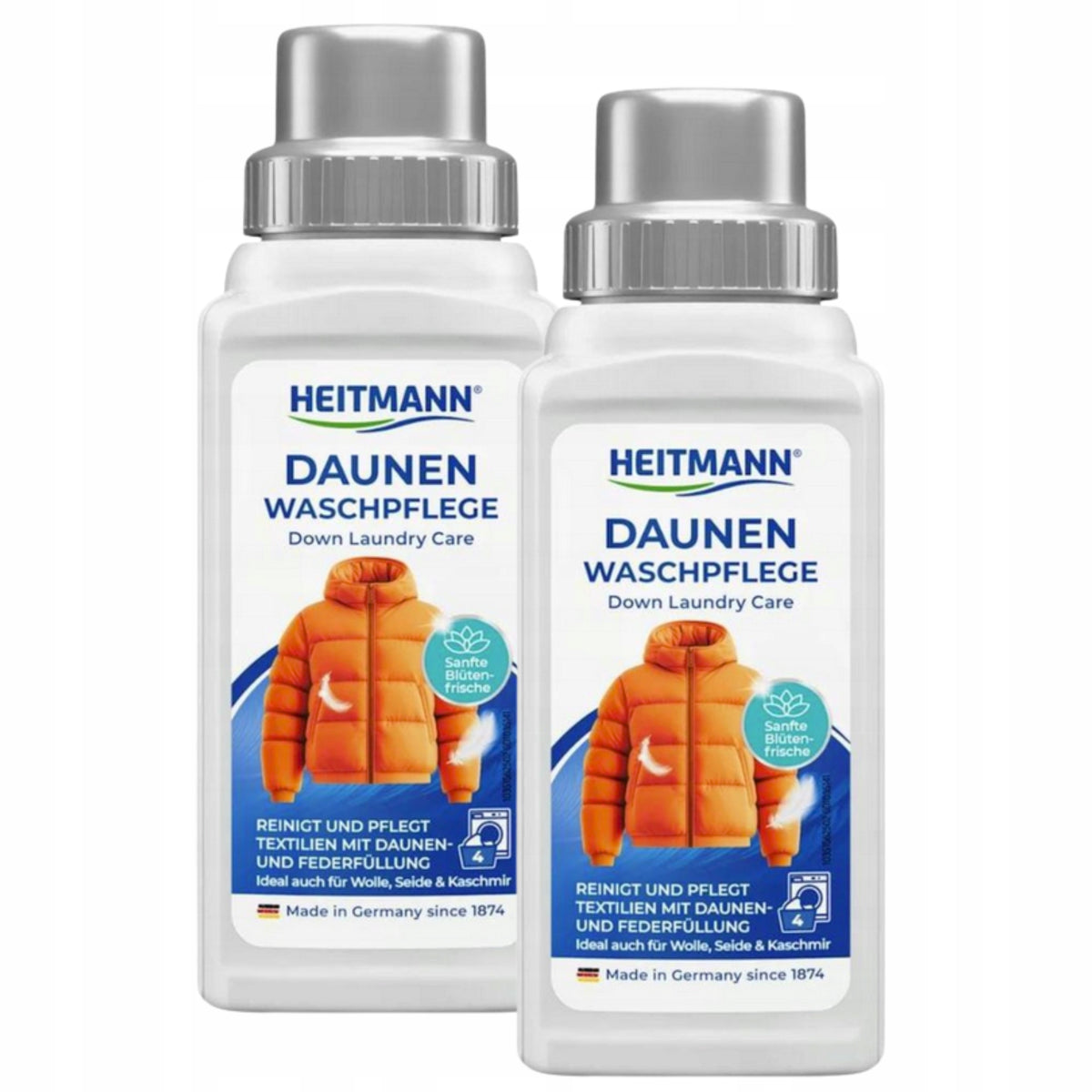 2x Down Jacket Cleaner Sleeping Bags Duvet Heitmann 250 ml