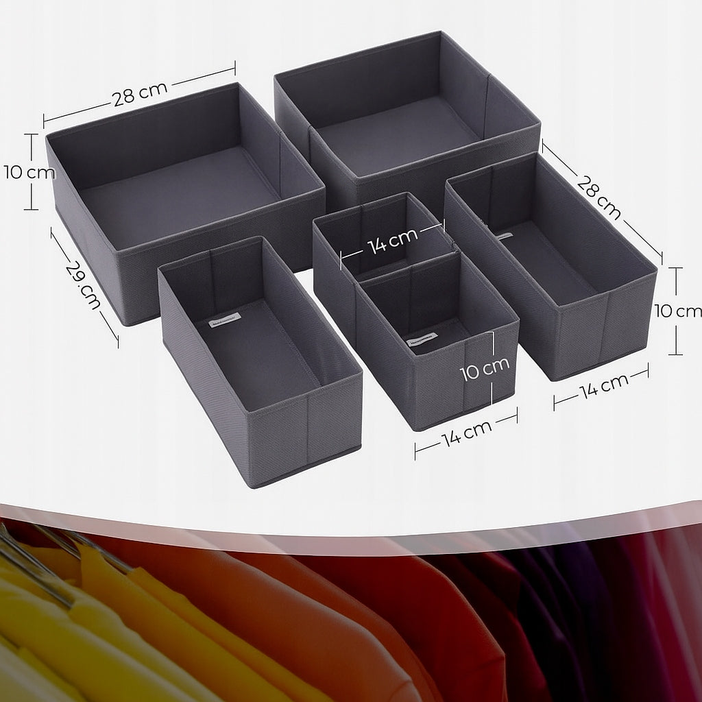 2x Drawer Organizer Memflow Grey Folded 6 Pcs 28x28x10 Cm Manufacturer code ORGANIZERY DO SZAFY KOMPLET NA UBRANIA
