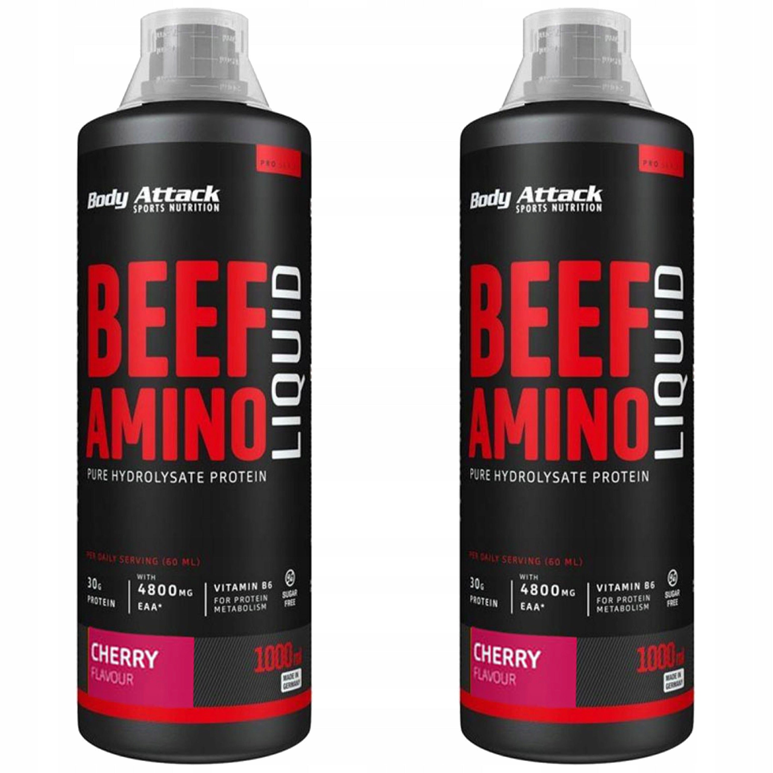 2x EAA BCAA Beef Amino Liquid Beef Protein 1000ml BODY ATTACK