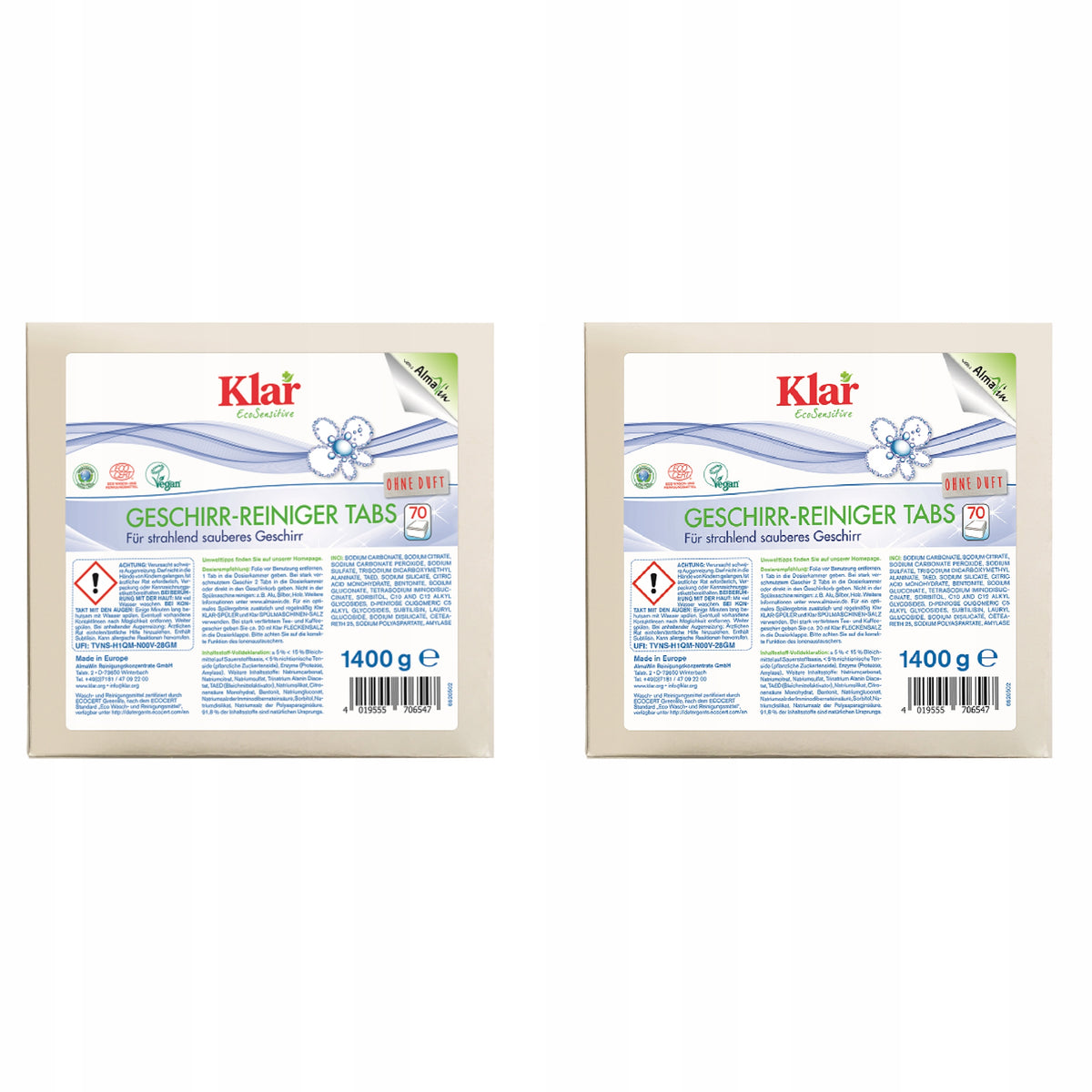 2x ECO DISHWASHER TABLETS (70 pcs) - KLAR
