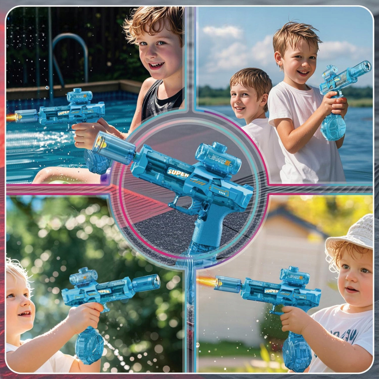 2x ELECTRIC WATER GUN AUTOMATIC RIFLE FOR CHILDREN LED AKU Manufacturer code Pistolet-karabin na wodę