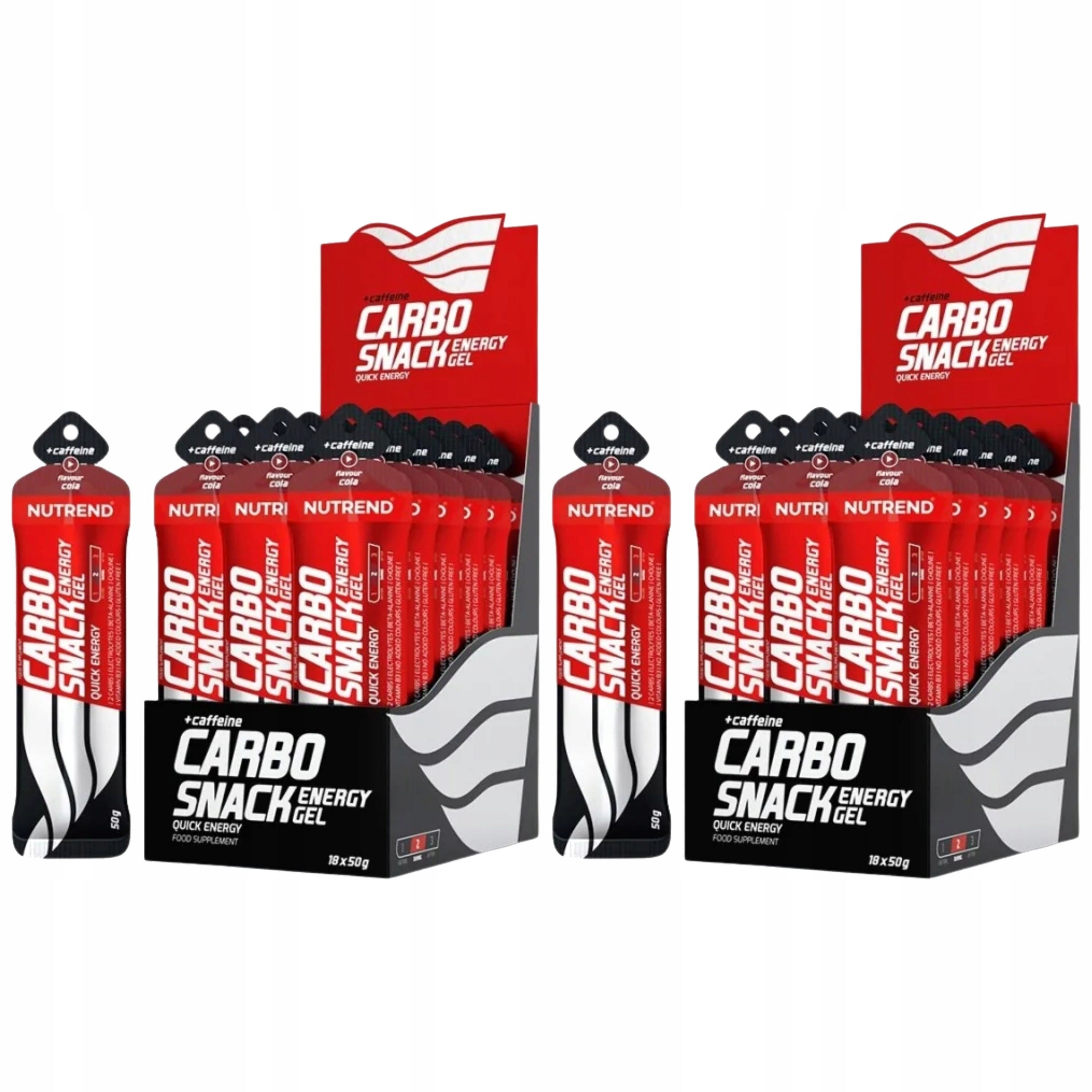 2x ENERGY GEL CARBOHYDRATES CAFFEINE BETA-ALANINE 18x50g NUTREND
