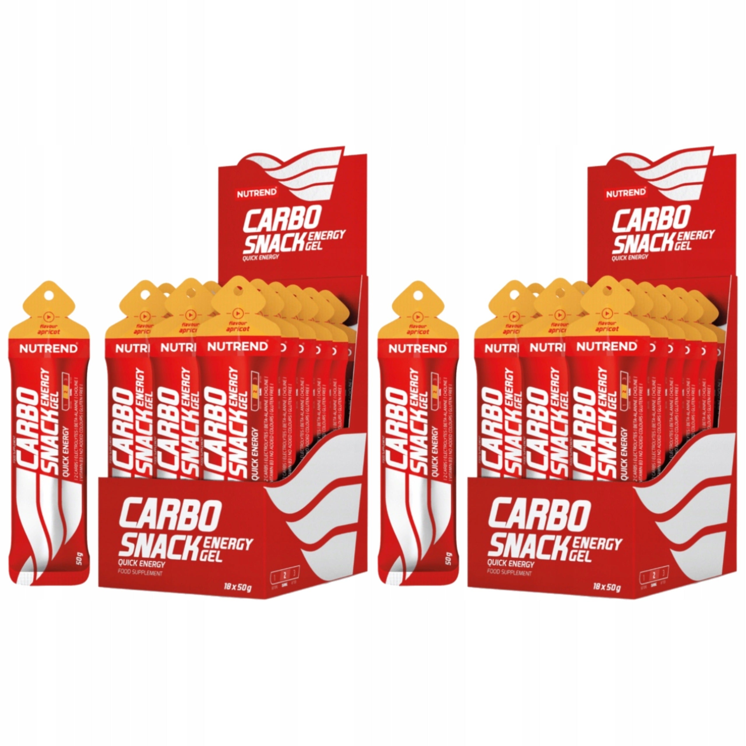 2x ENERGY GEL CARBOSNACK 31g CARBOHYDRATES BETA-ALANINE 18x50g NUTREND