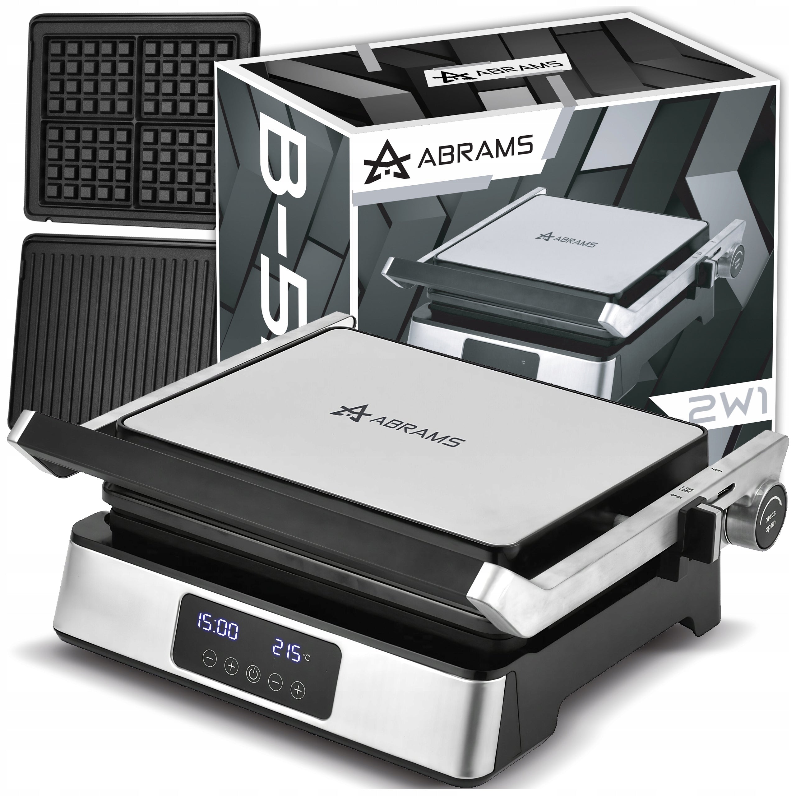 2x Electric Grill Waffle Maker Toaster Panini Waffles Large Power 2200w