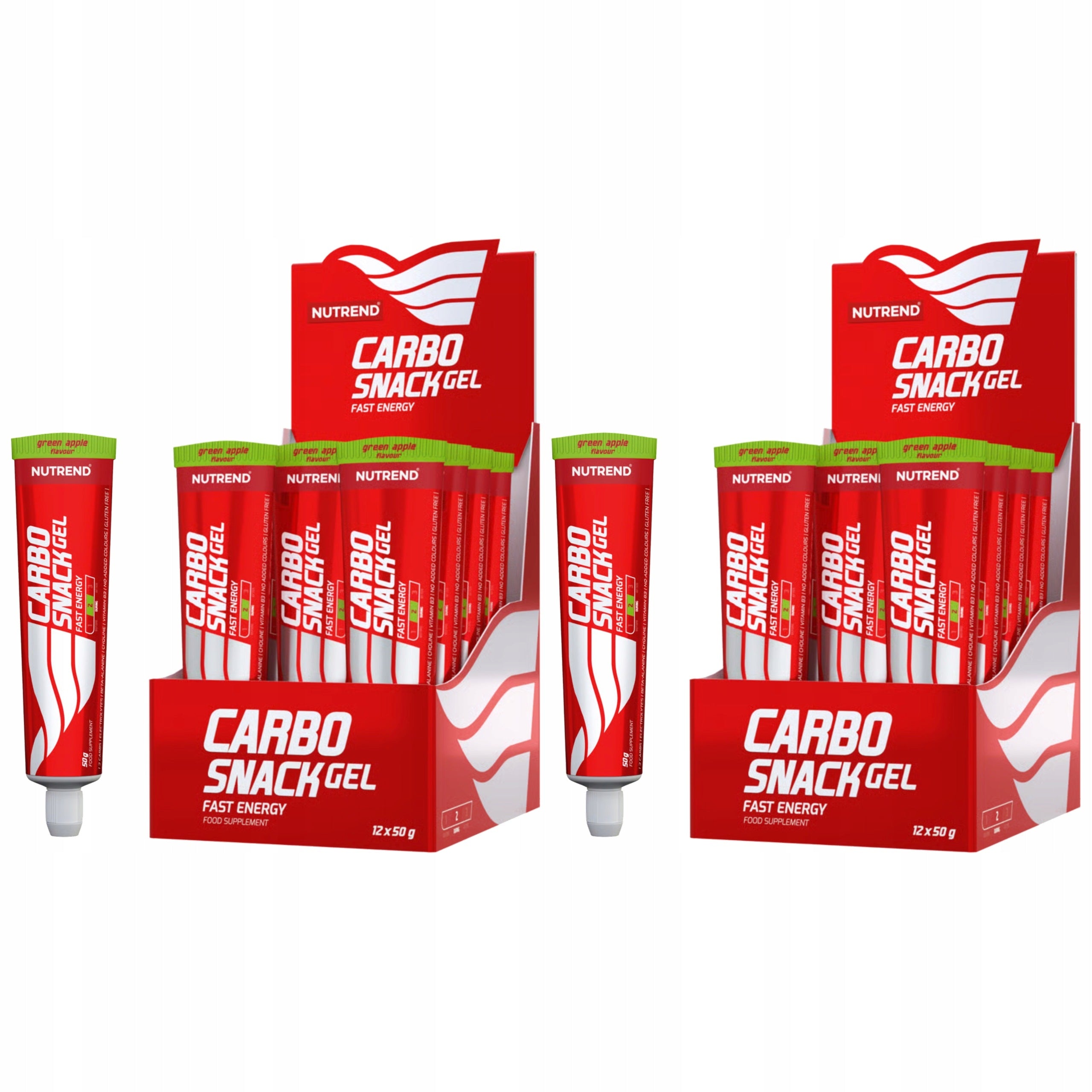 2x Energy Gel NUTREND Carbosnack 12x50g Apple Beta-Alanine Training