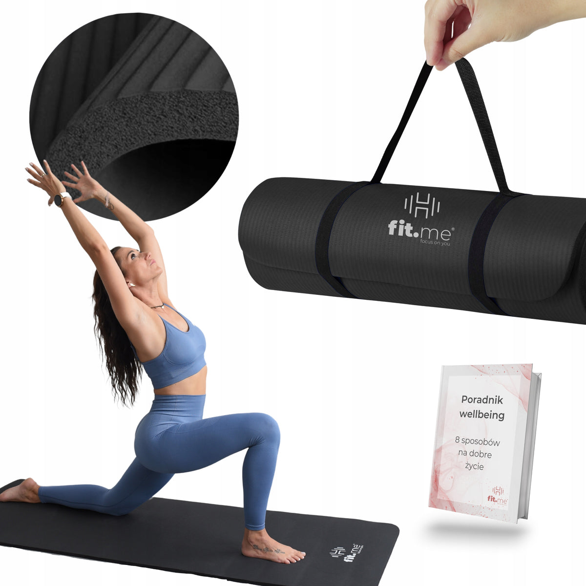 2x Exercise Mat Fit Me 182 Cm X 60 Cm Black