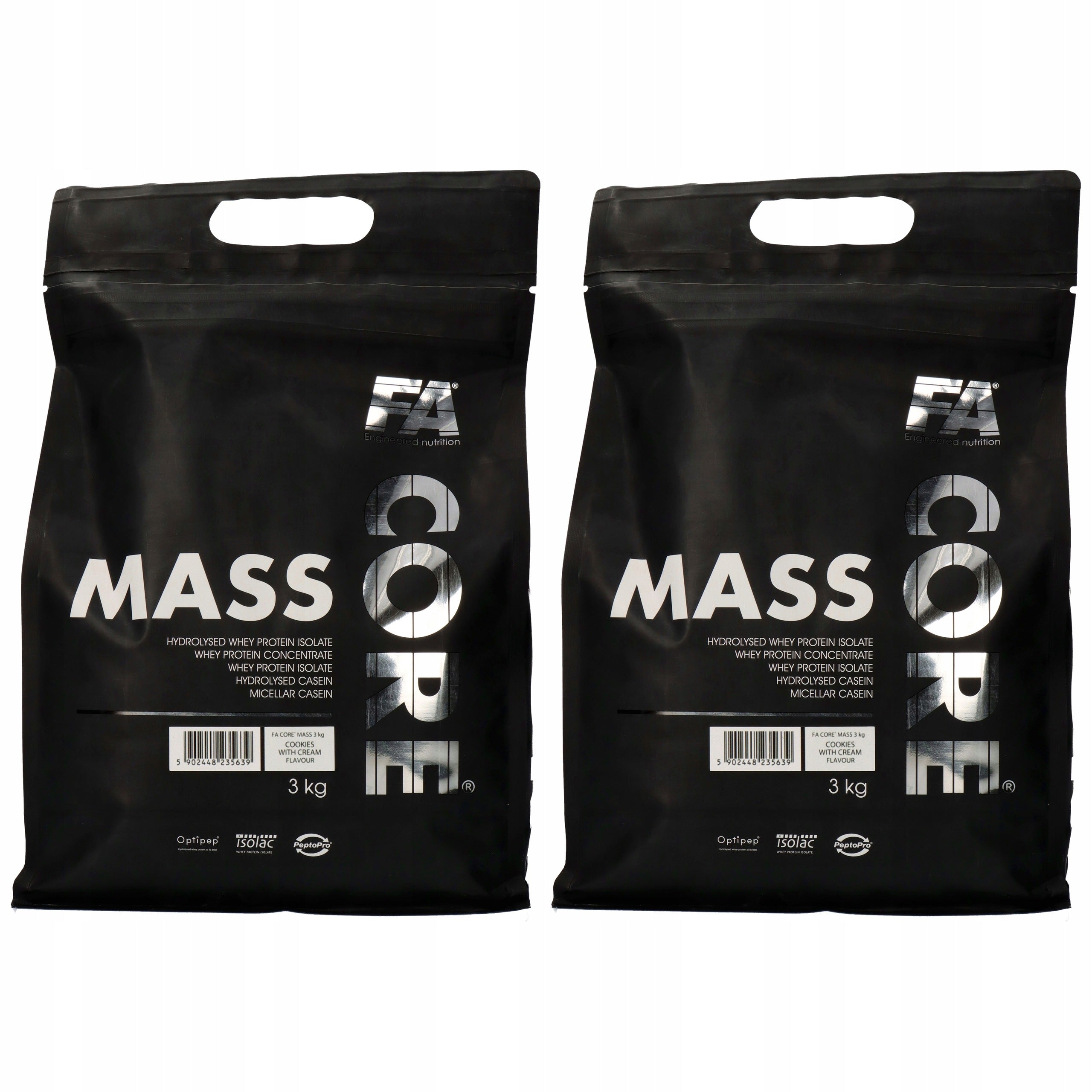 2x FA CORE MASSCORE 3kg MASS GAINER MASS PROTEIN WHEY
