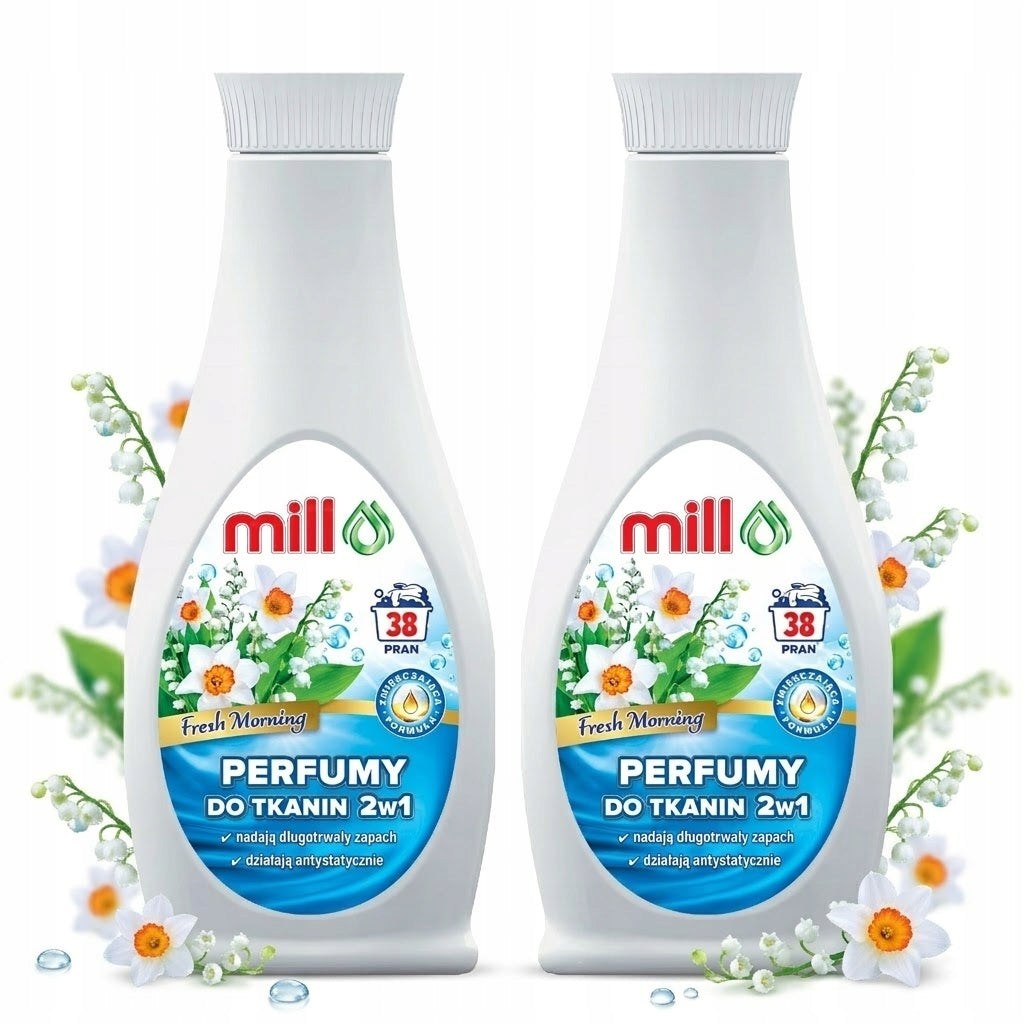 2x FABRIC PERFUME 2in1 PERMANENT FRAGRANCE MILL FRESH MORNING 750ml