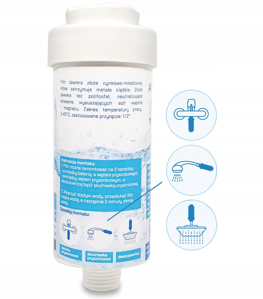 2x FILTER CARTRIDGE for WATER under /for SHOWER AQUA shock Packaging status original