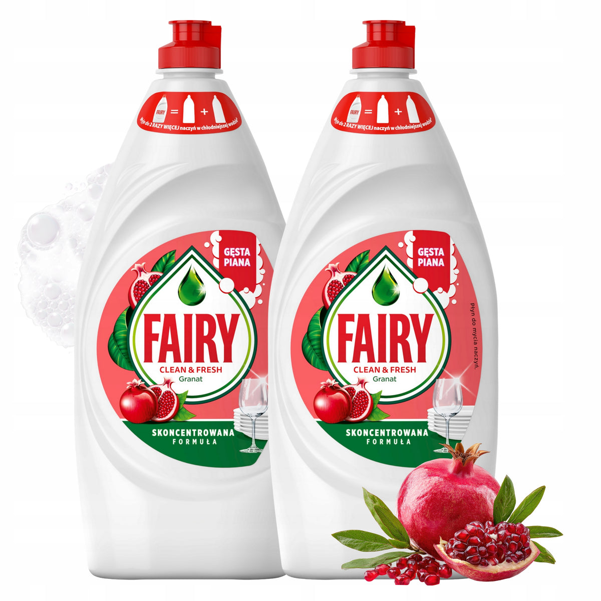 2x Fairy Pomegranate Large Dishwashing Liquid Clean&Fresh Concentrated Dense 900ml