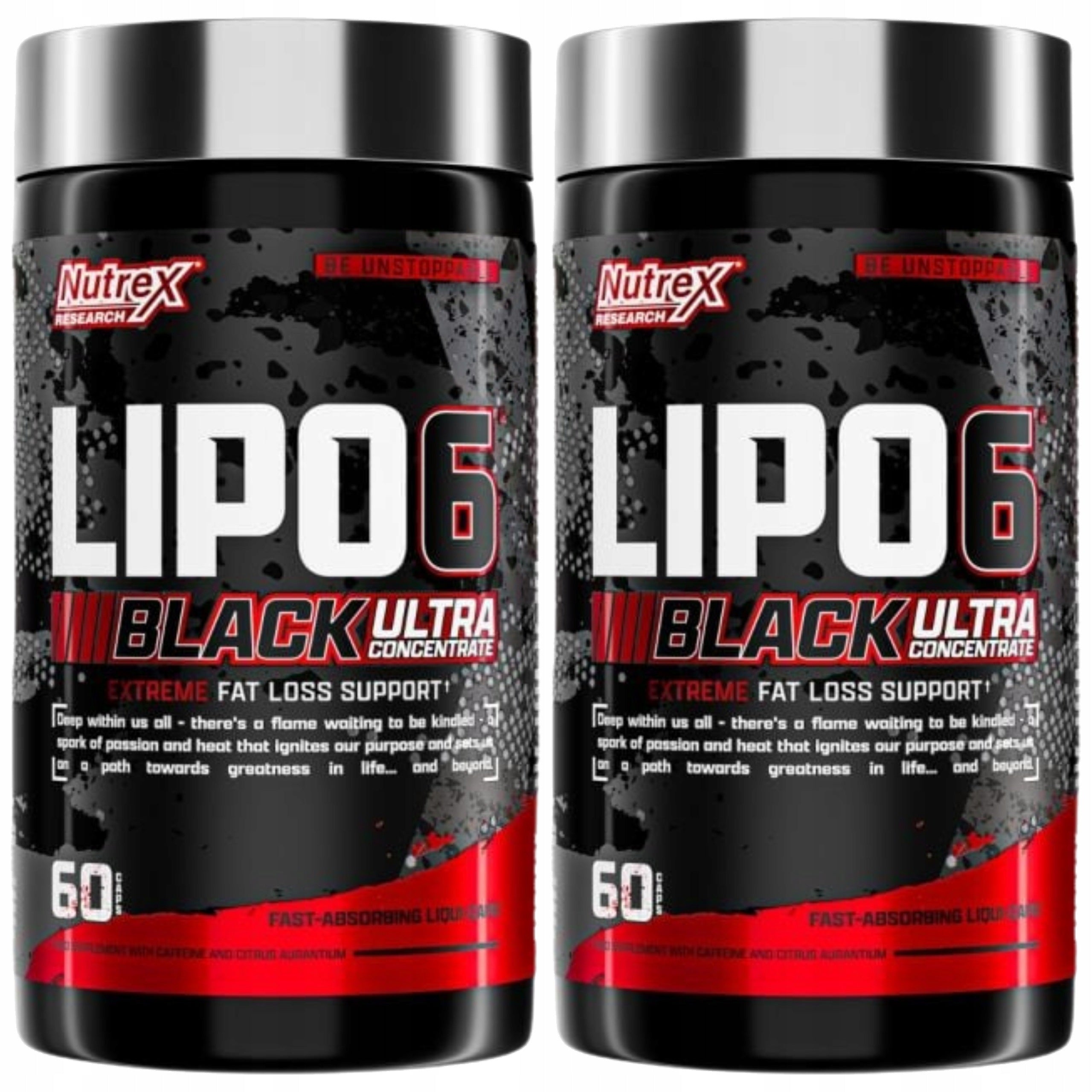 2x Fat burner 394mg caffeine energy concentration Lipo 6 Black NUTREX