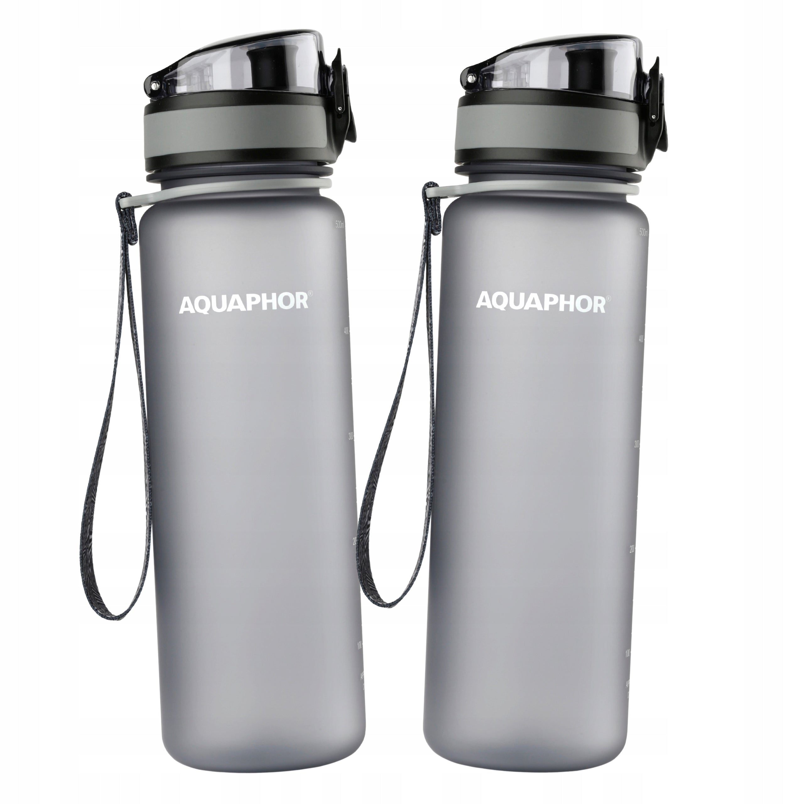 2x Filter bottle Aquaphor City 0,5L for water Grey Scale bottle