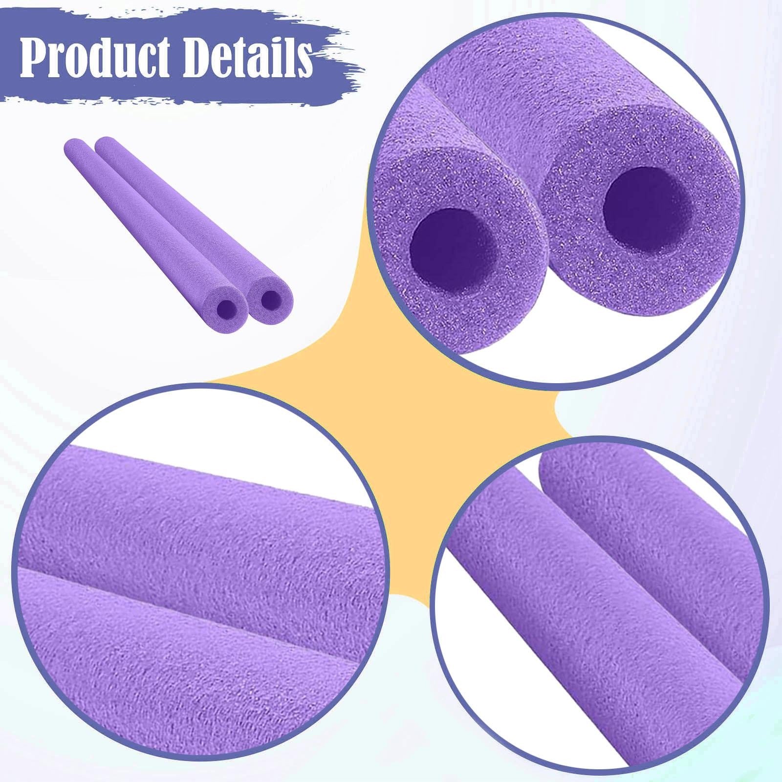 2x Foam Pool Noodles Foam Tubes Reusable Buoyant Sticks 59 inch Purple Packaging status original