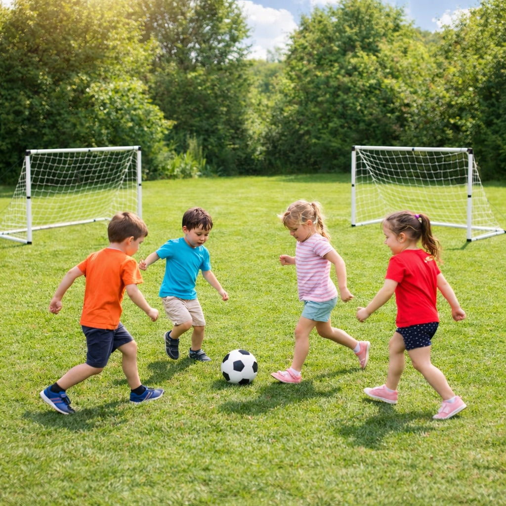 2x Football Goal for Kids Training Set with Ball and Pump Folding Color white