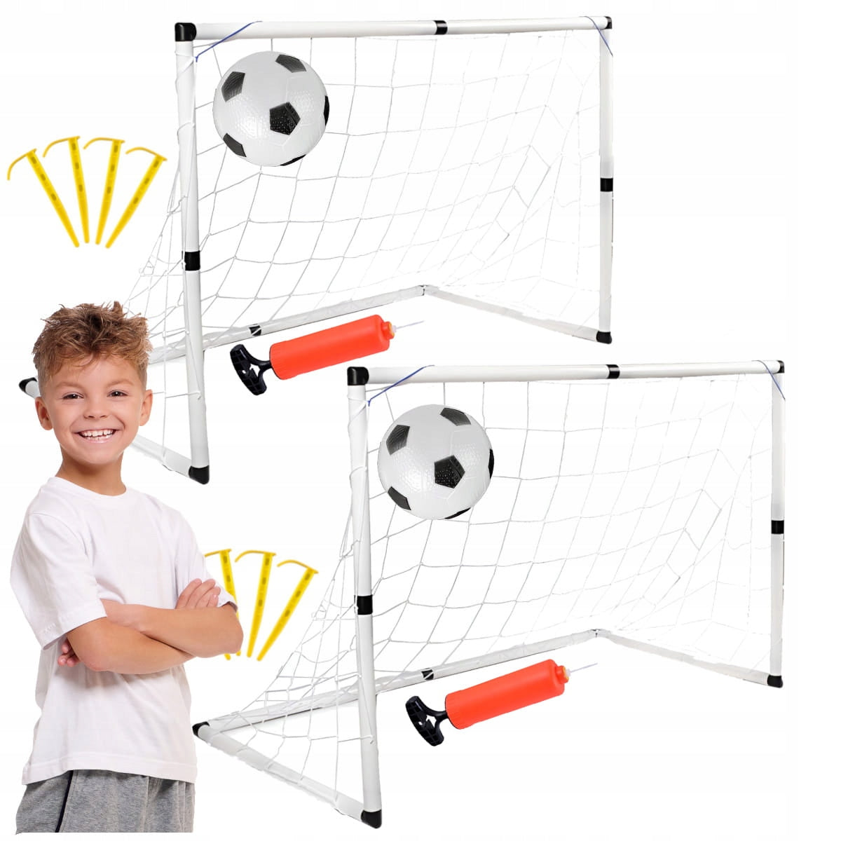 2x Football Goal for Kids Training Set with Ball and Pump Folding Kid's age 3＋ years