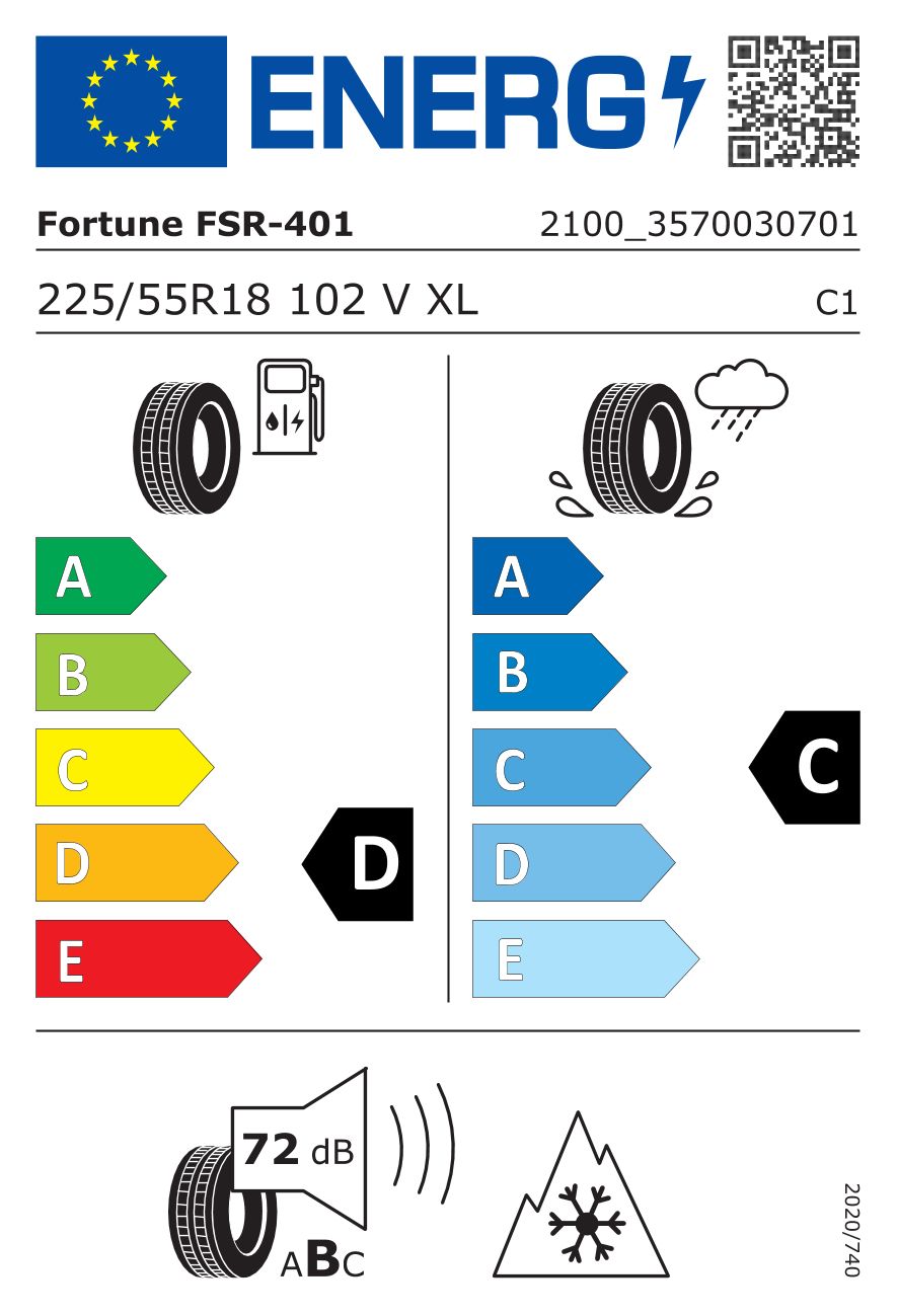 2x Fortune 225/55R18 FITCLIME -401 102V FITCLIME FSR-401 XL FR TYRE WHOLE Year of manufacture 2026/2025