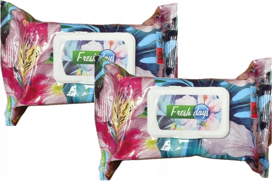 2x Fresh Days Wet Wipes with Tropical Flower Scent 120 Pieces