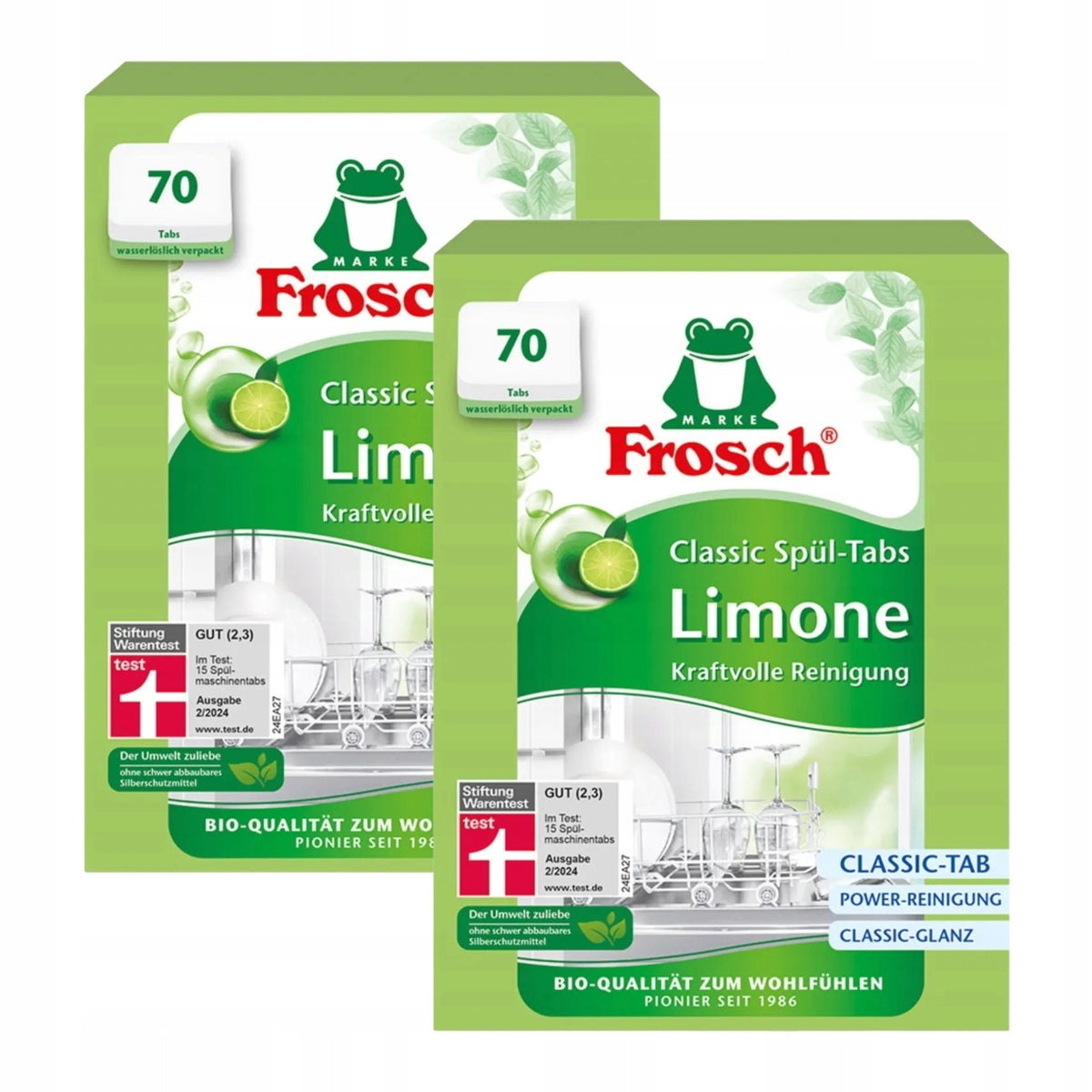 2x Frosch Classic Limone Dishwasher Tablets Effective 70 Pack