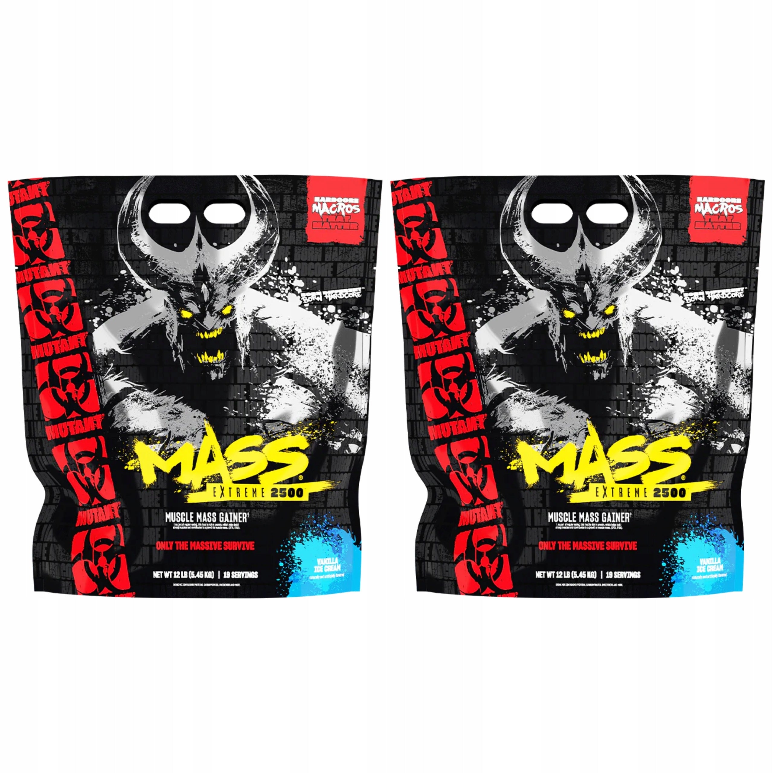 2x GAINER muscle mass 1070 kcal 230g carbohydrates 30g protein MUTANT