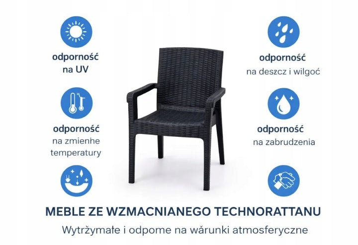 2x GARDEN CHAIR TECHNORATTAN ANTHRACITE comfortable durable rainproof Manufacturer KUNERT