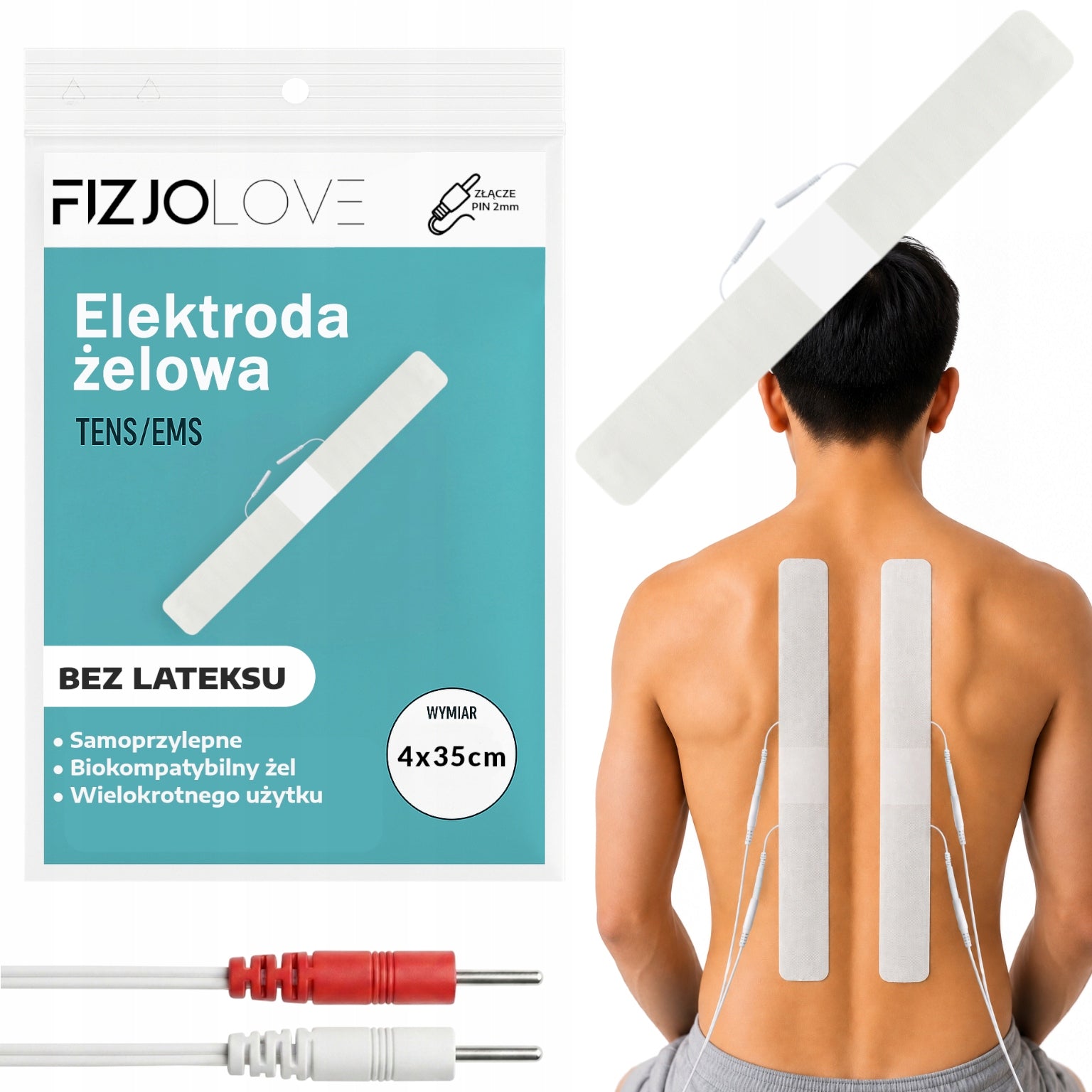 2x GEL ELECTRODE ELECTROSTIMULATOR TENS/EMS ELECTRODES FOR SPINE STRIPS
