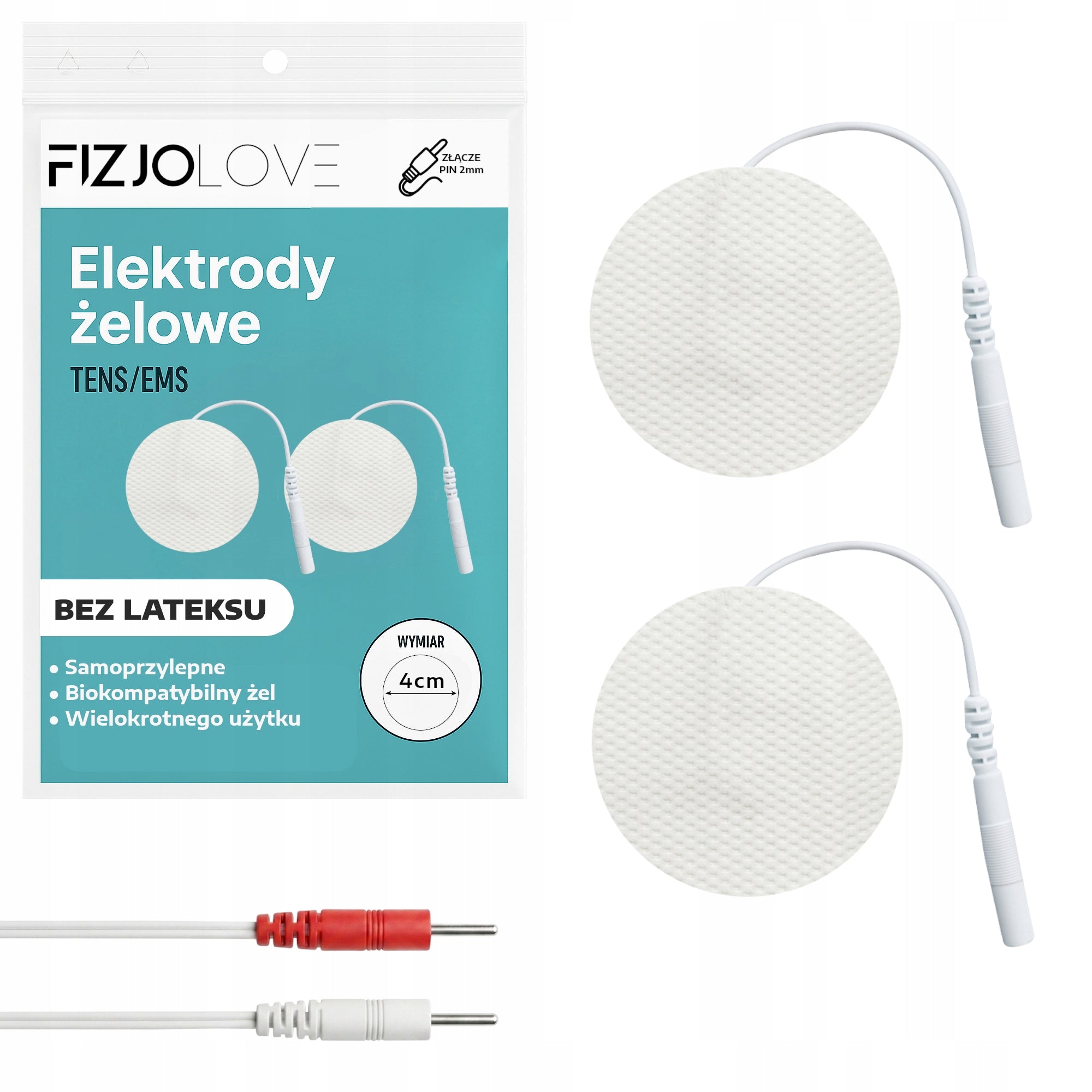 2x GEL ELECTRODE ELECTROSTIMULATOR TENS/EMS ELECTRODES PAIR ROUND 4 CM