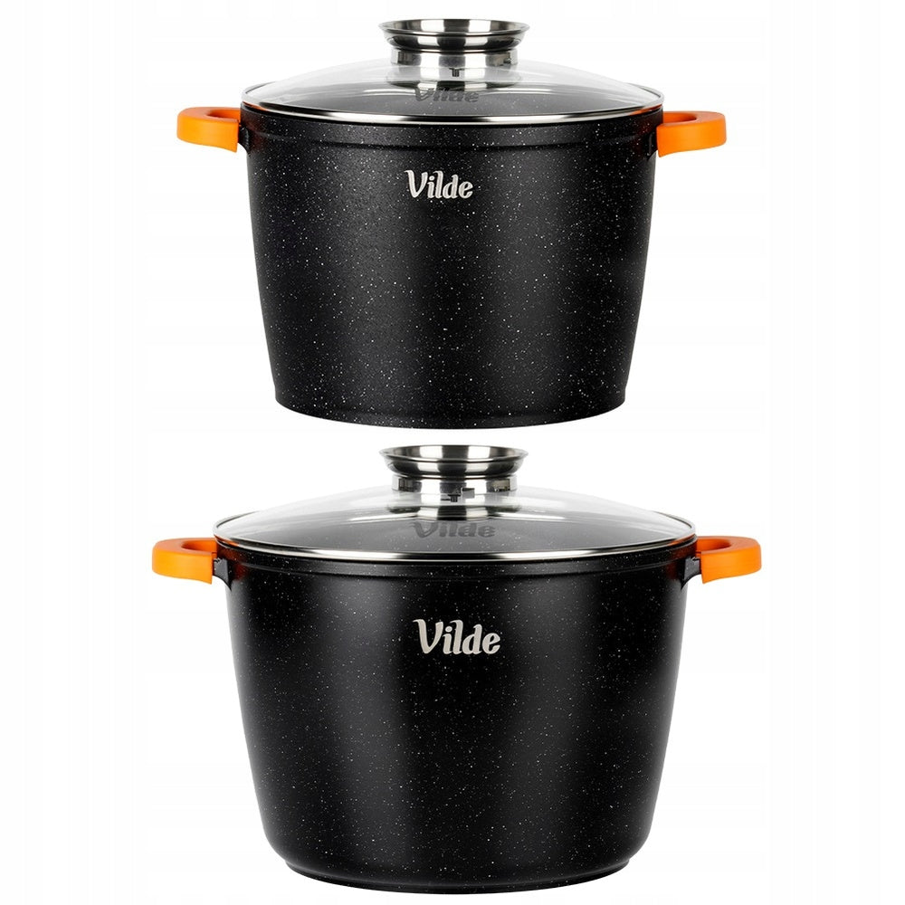 2x GRANITe pots set of gas pots induction VILDE 24 + 28 cm large Brand Vilde