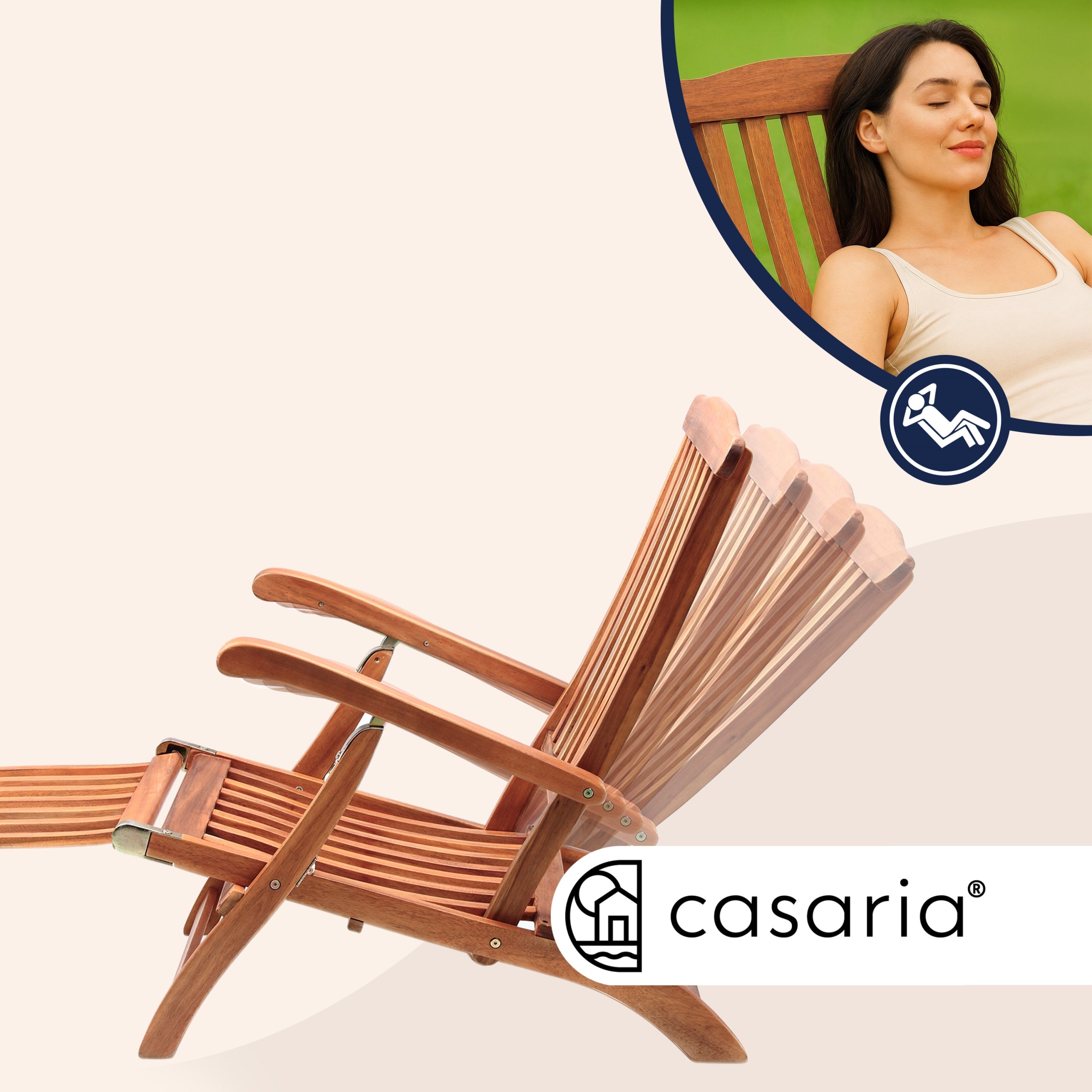 2x Garden Lounger Wood Folding Wood Acacia Sauna Set Sun Loungers Kind sunbed