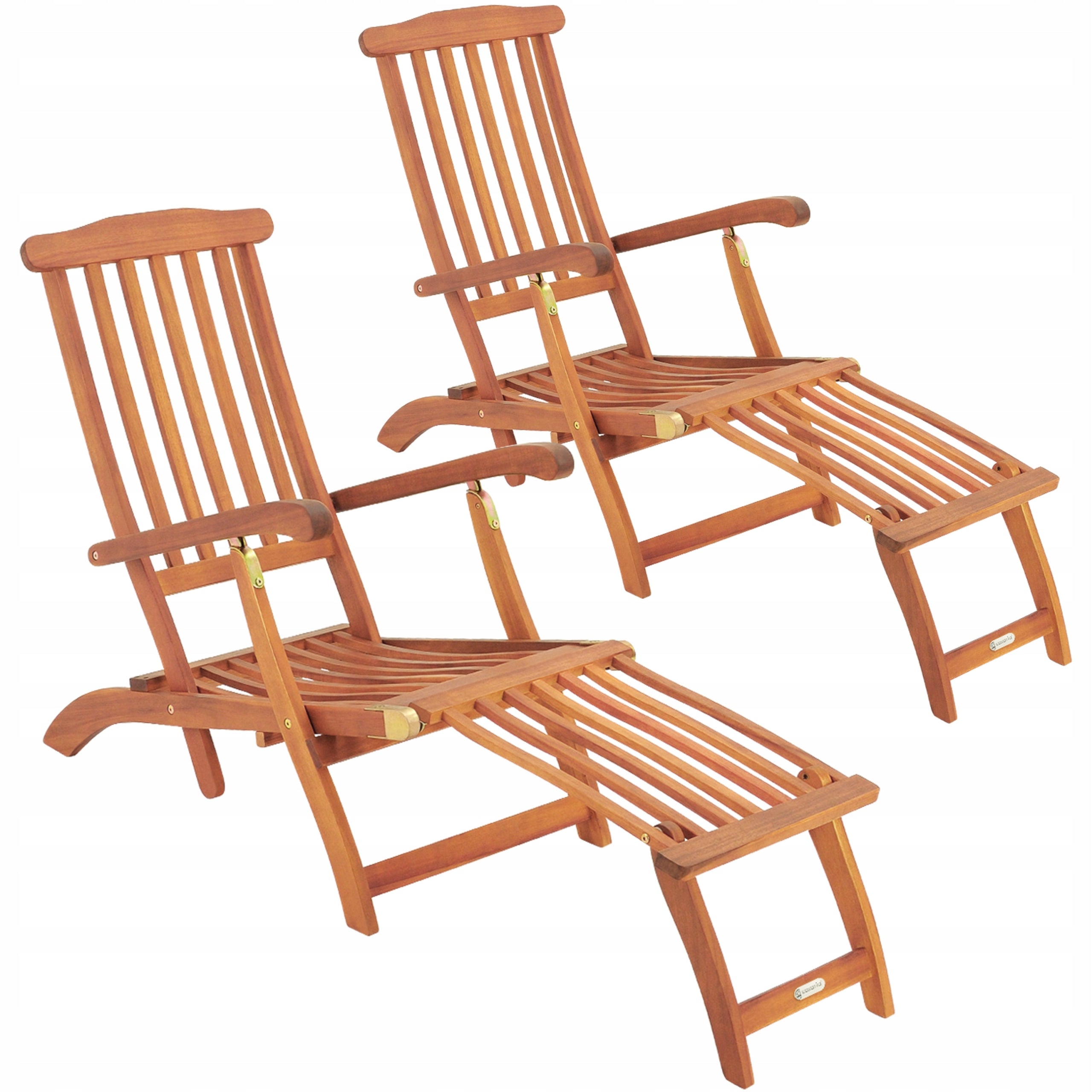 2x Garden Lounger Wood Folding Wood Acacia Sauna Set Sun Loungers