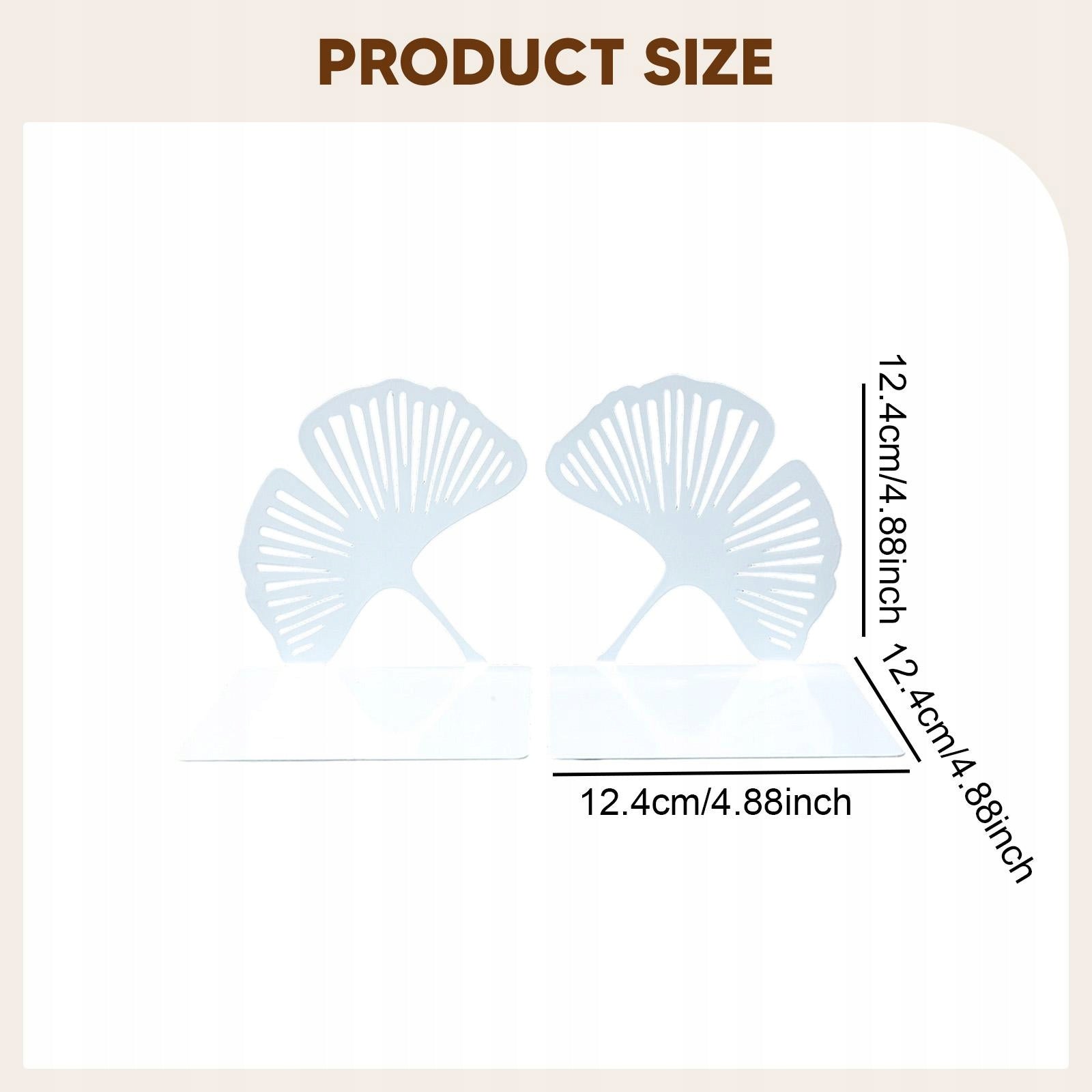 2x Ginkgo Leaf Bookend Unique Hollowed Out Bookend for Office Desk Kids Packaging status original