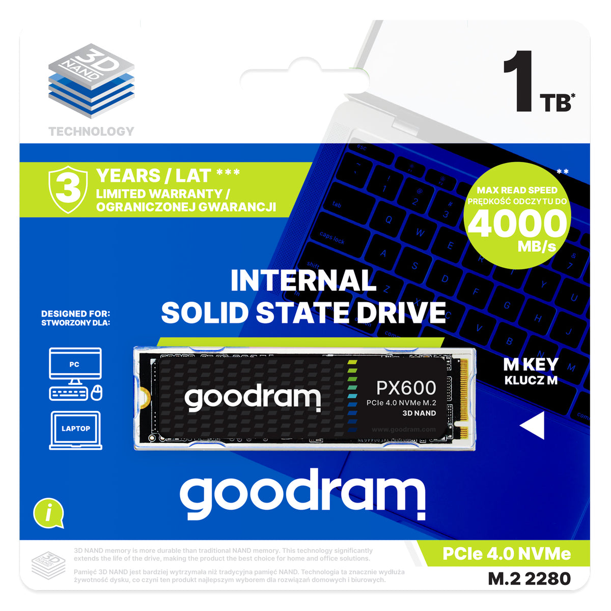 2x Goodram PX600 1TB M.2 PCIe NVME gen. 4 x4 3D NAND SSD Model PX600