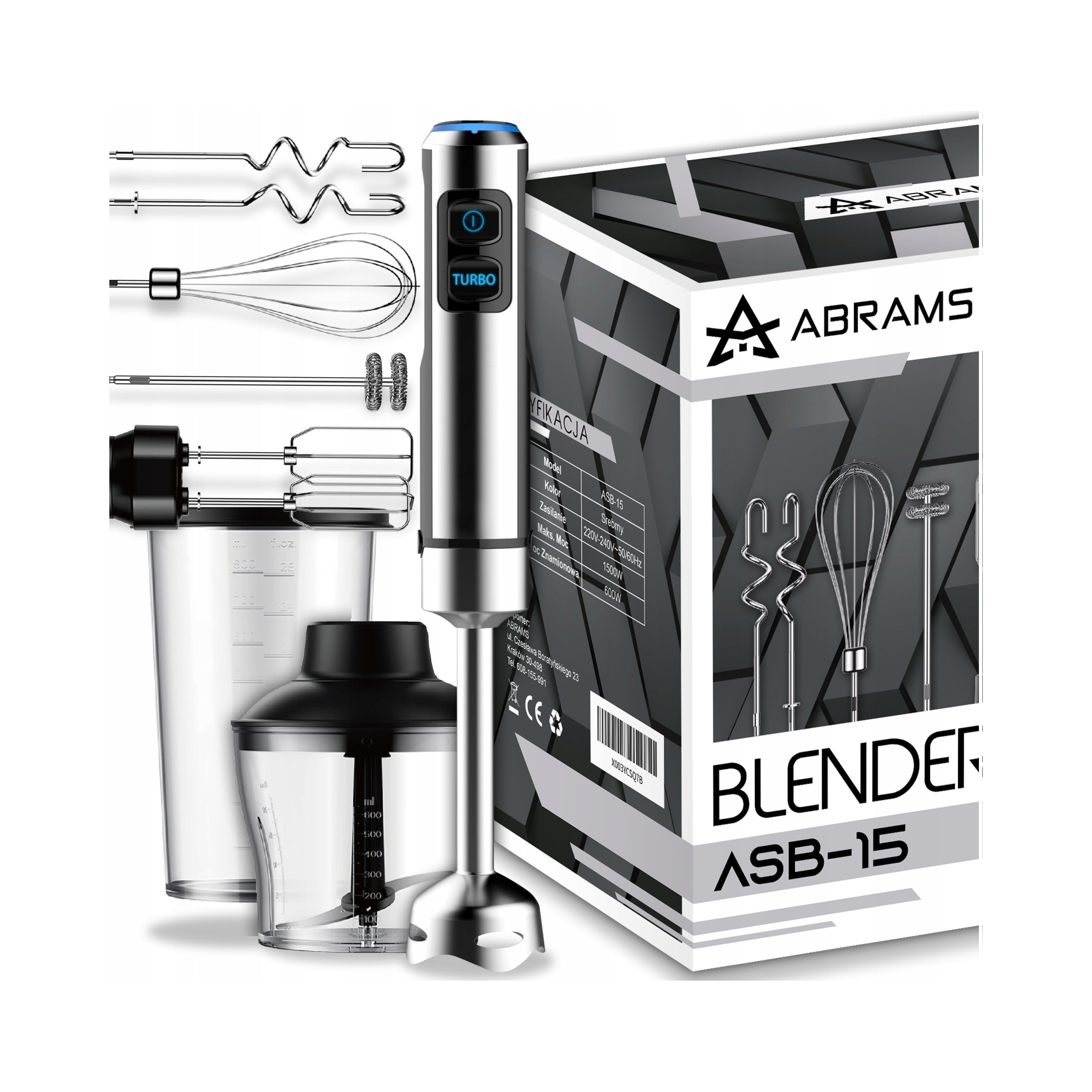 2x Hand Blender Abrams Jhb 218 1500 W Silver