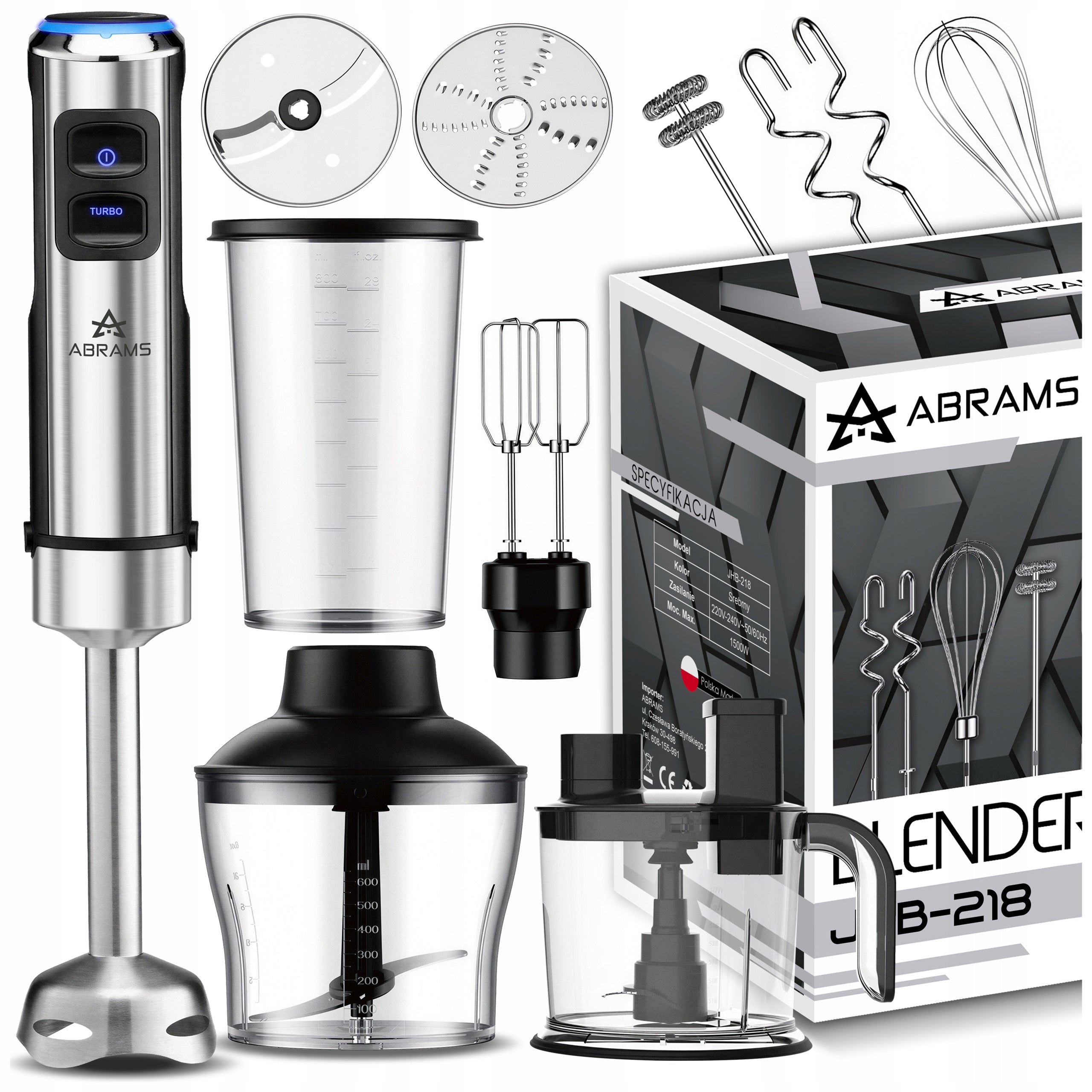 2x Hand Blender Multifunctional Slicer Powerful 1500w Titanium Blades 12