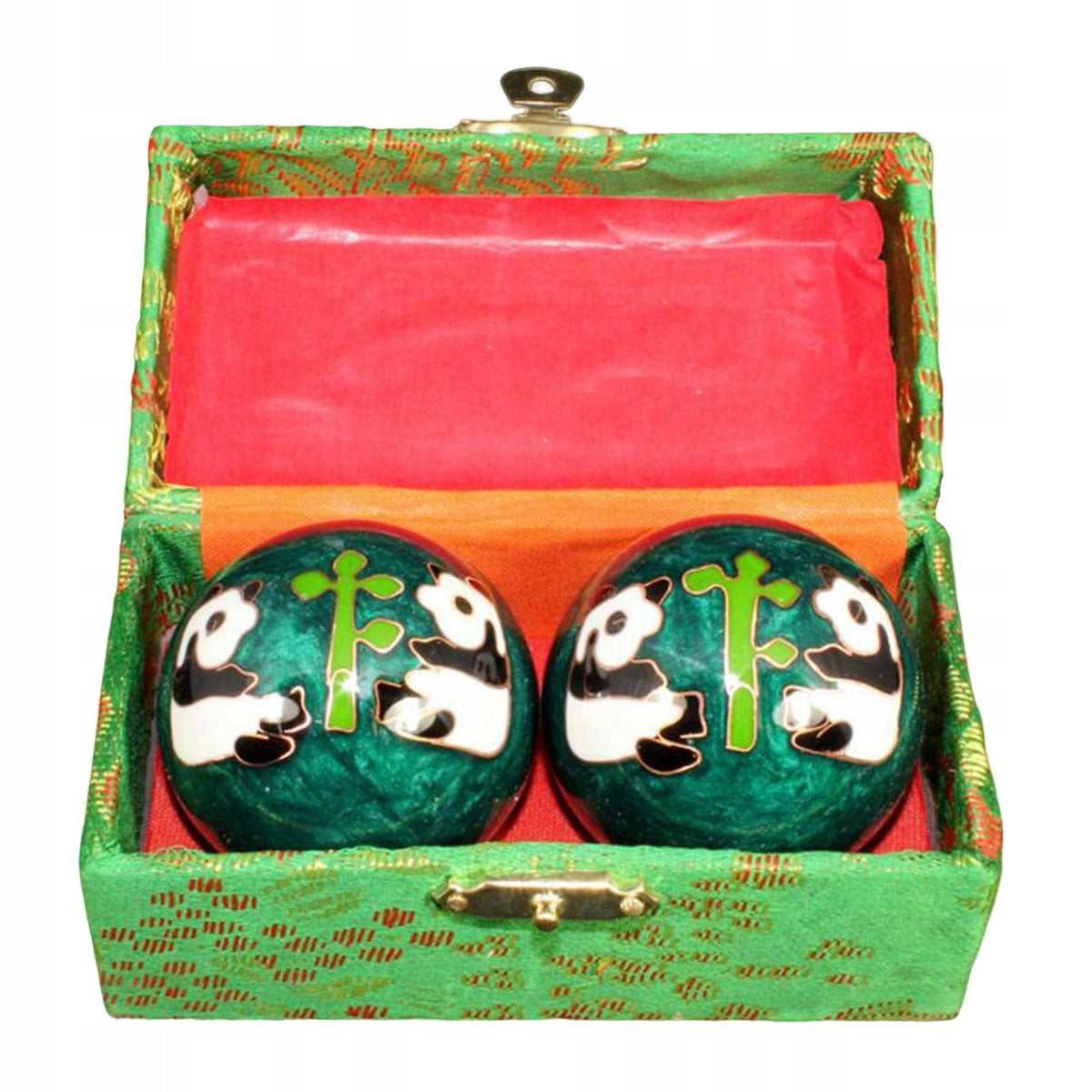 2x Hand Massage Balls with Storage Box Baoding Balls for Panda Green Brand no brand