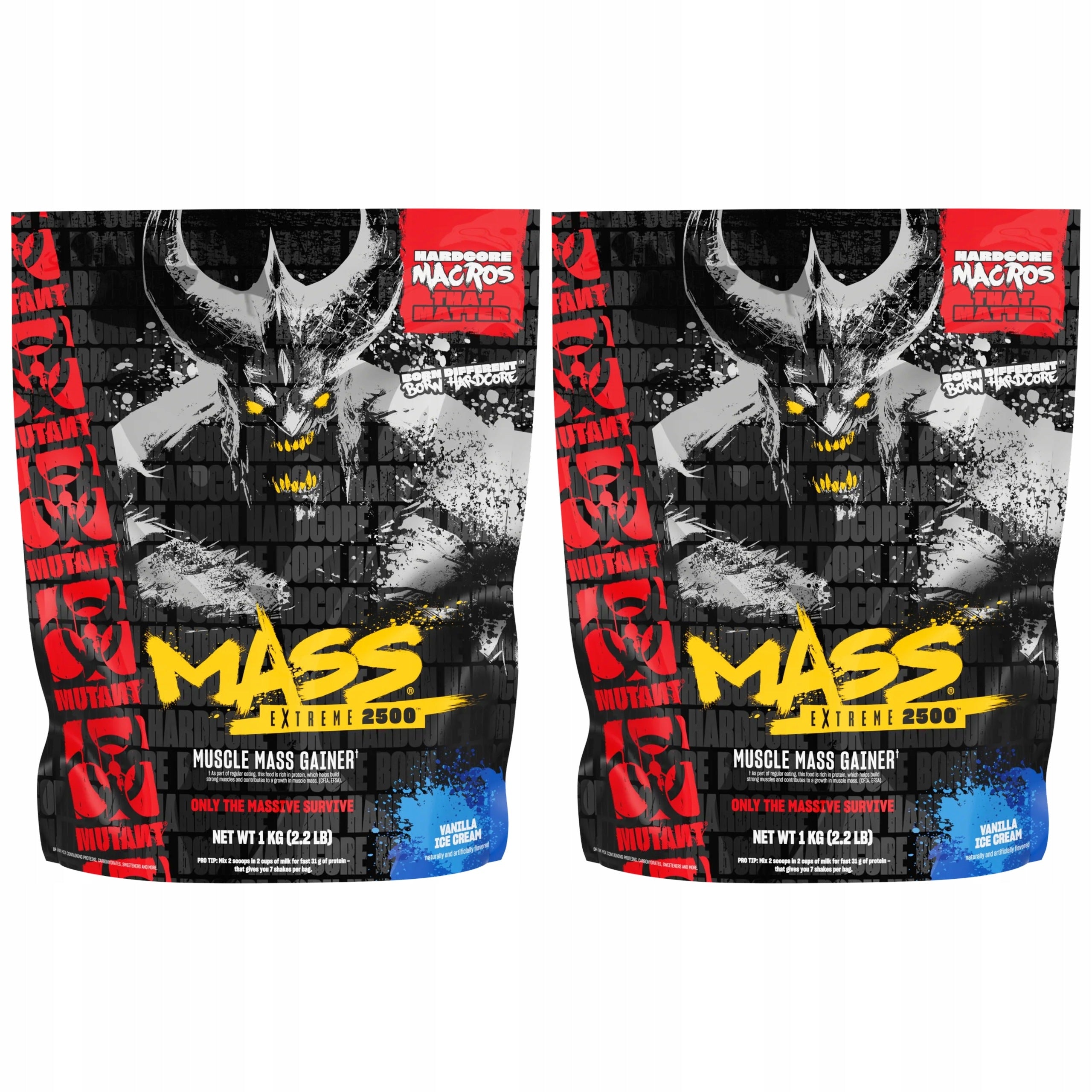2x High protein Gainer 1070kcal muscle mass 230g carbohydrates MUTANT