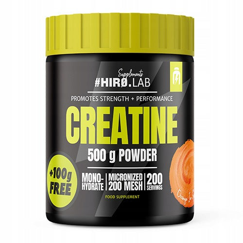 2x Hiro.Lab CREATINE 500g Creatine Monohydrate Orange Without Sugar Strength Expiration date at least six months from the date of purchase