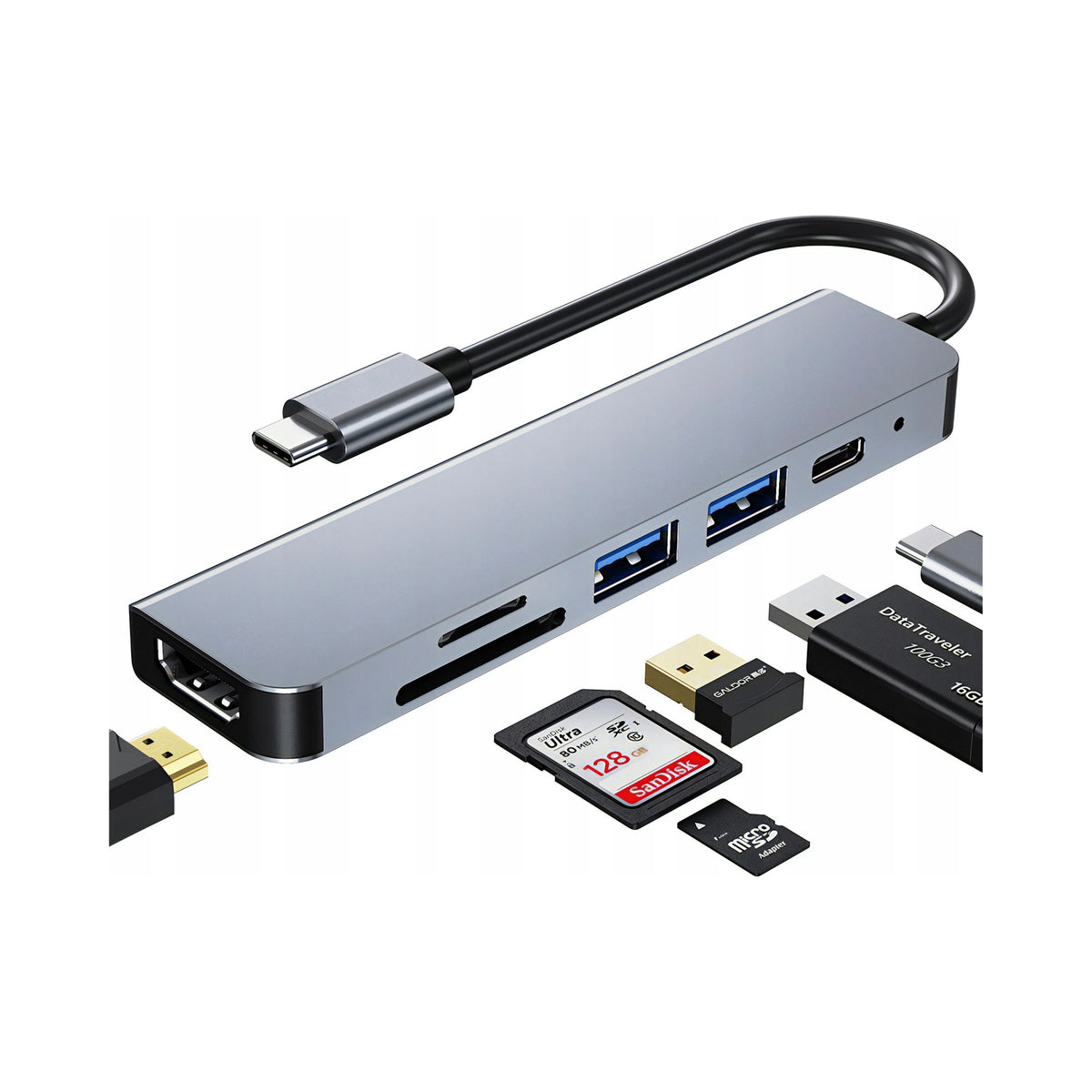 2x Hub Usb Renew Force Hub Usb C Card Sd Tf For Laptop Adapter 6 Port