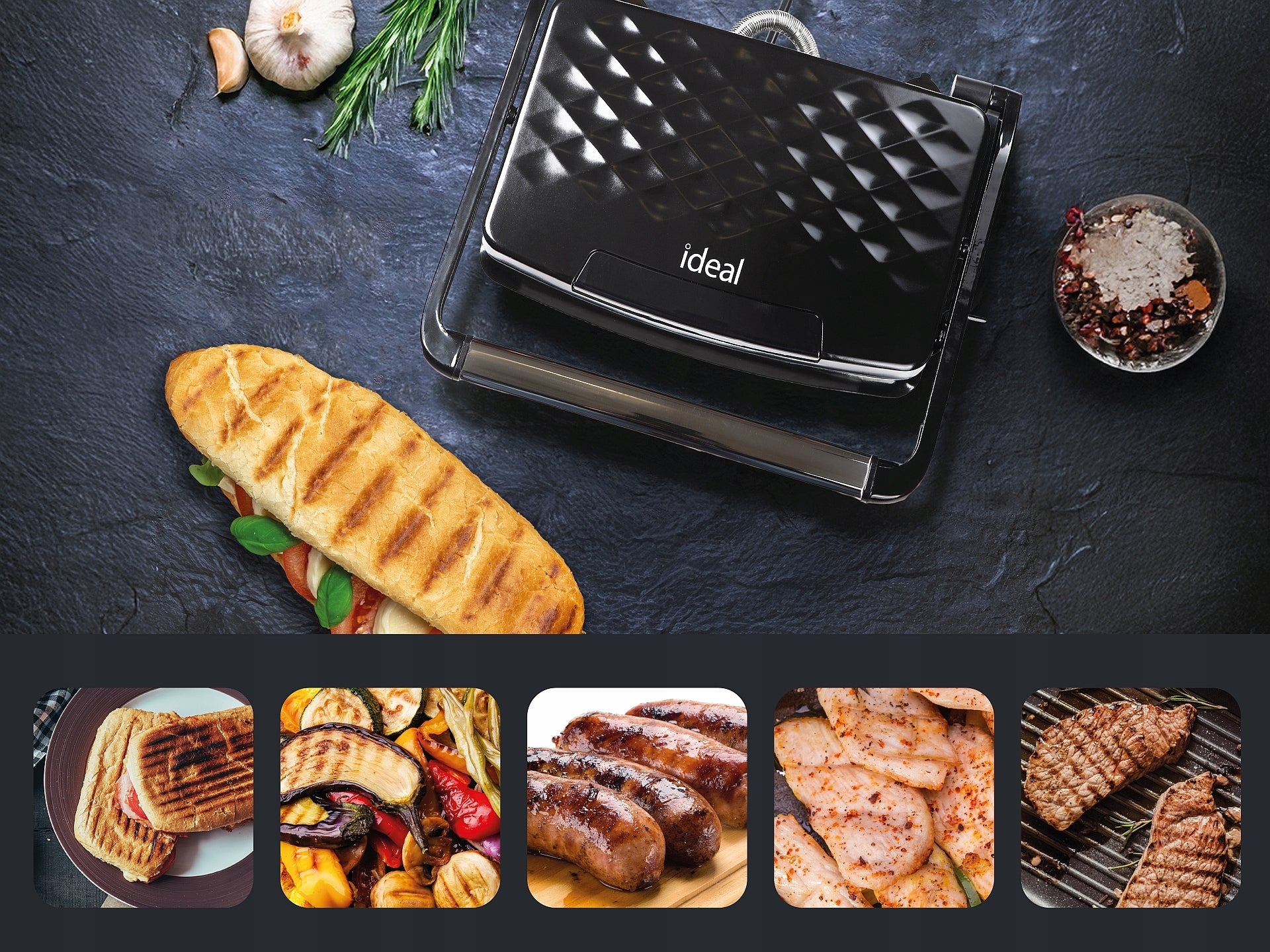 2x IDEAL ELECTRIC CONTACT GRILL IK1700 Model IDEAL IK1700